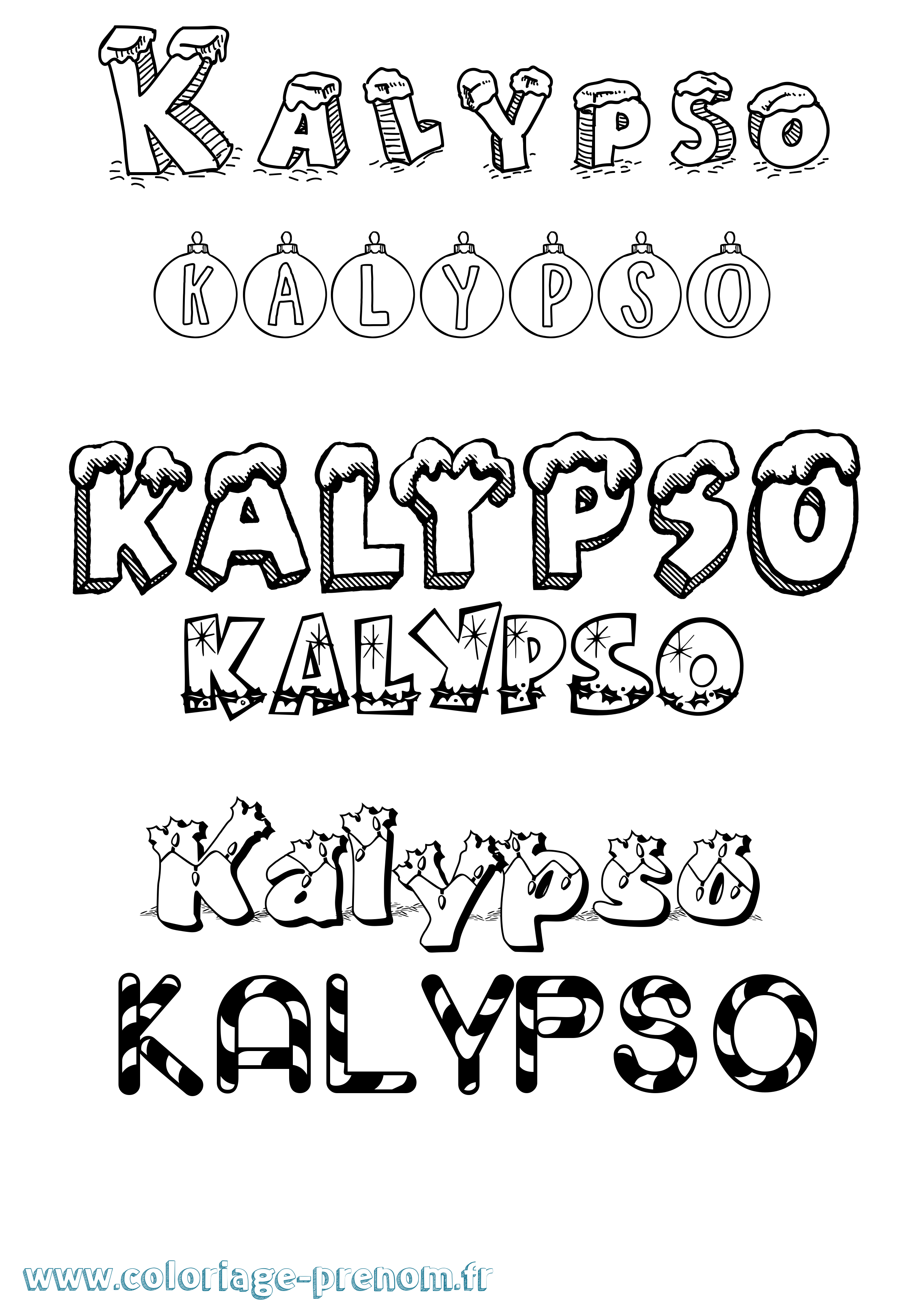 Coloriage prénom Kalypso Noël