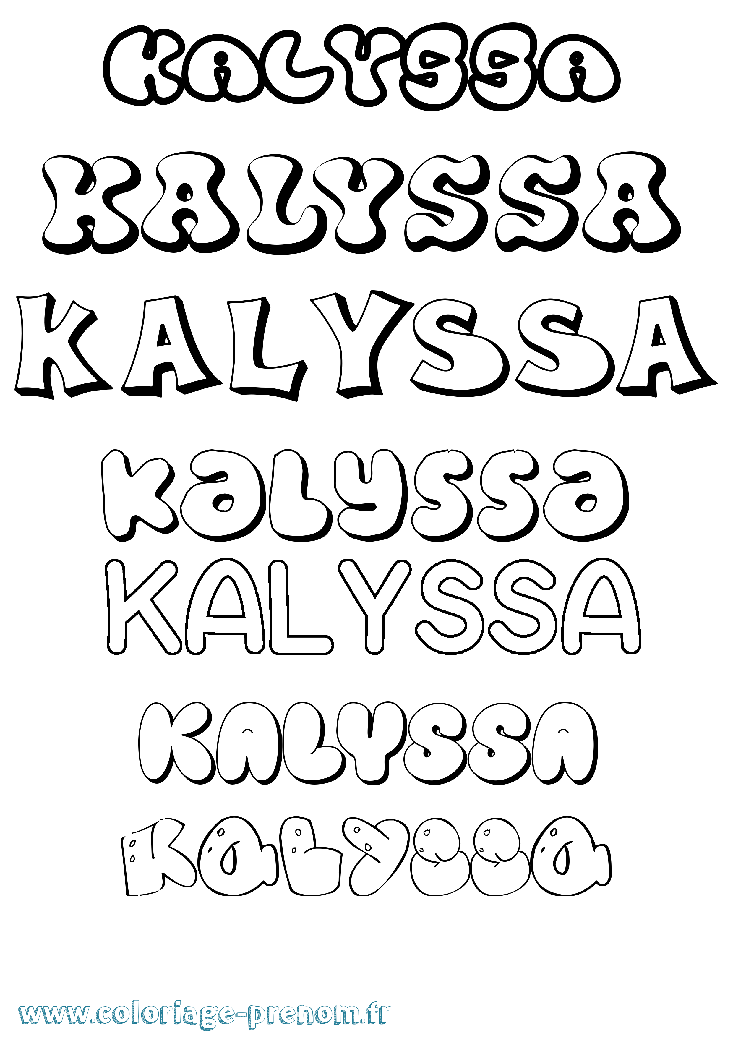 Coloriage prénom Kalyssa Bubble