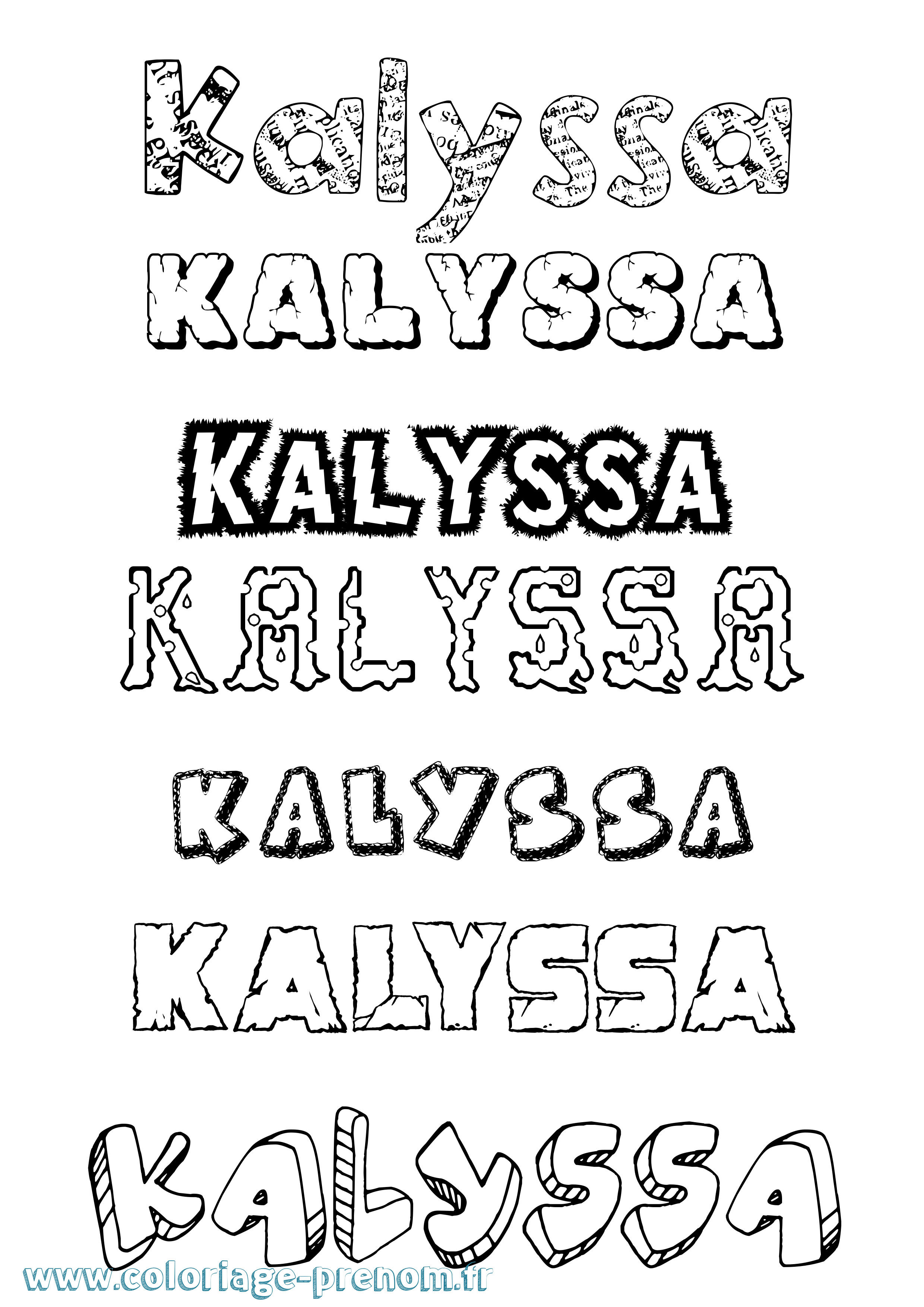 Coloriage prénom Kalyssa Destructuré