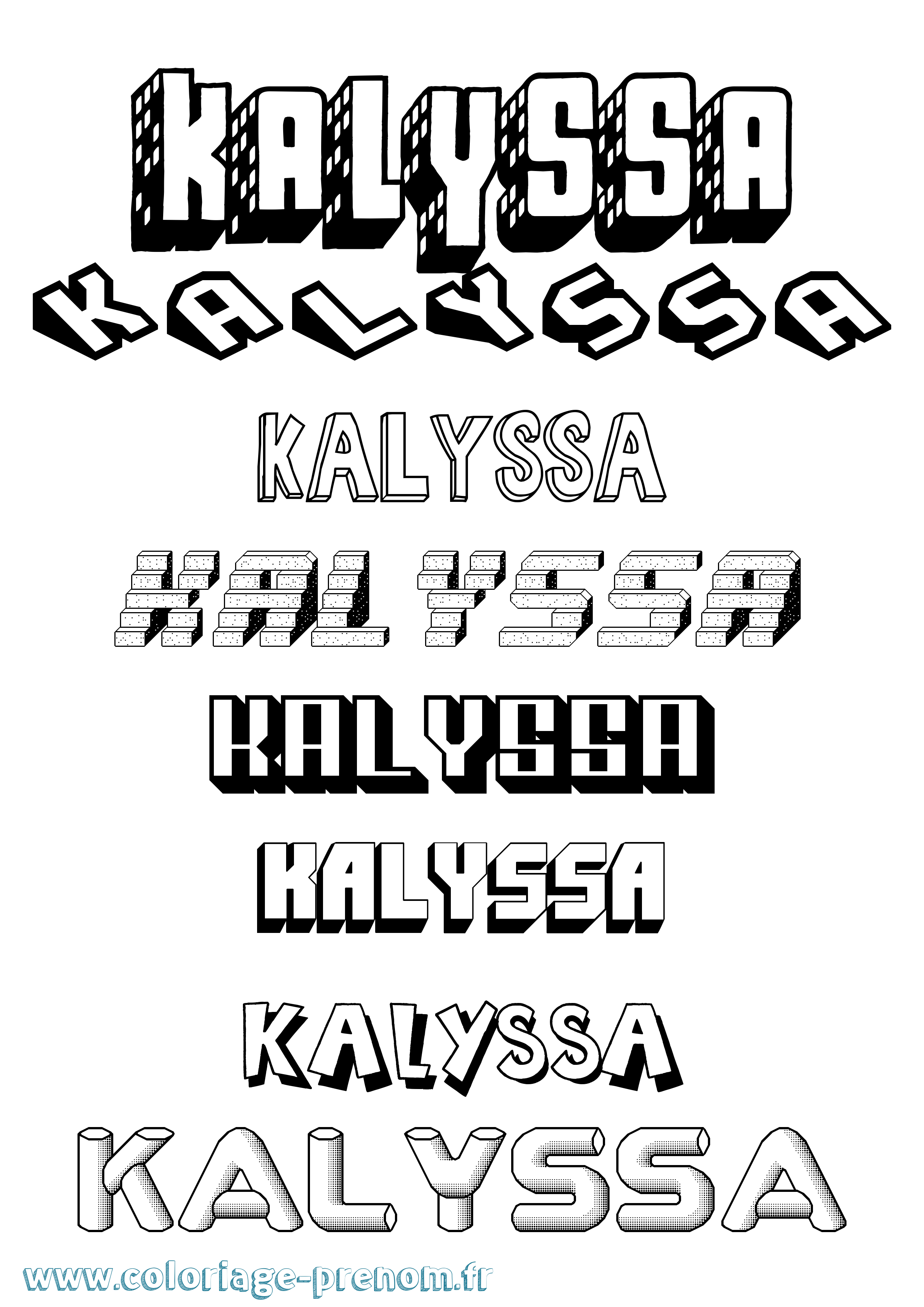 Coloriage Kalyssa Effet 3D Coloriage prénom Kalyssa Effet 3D