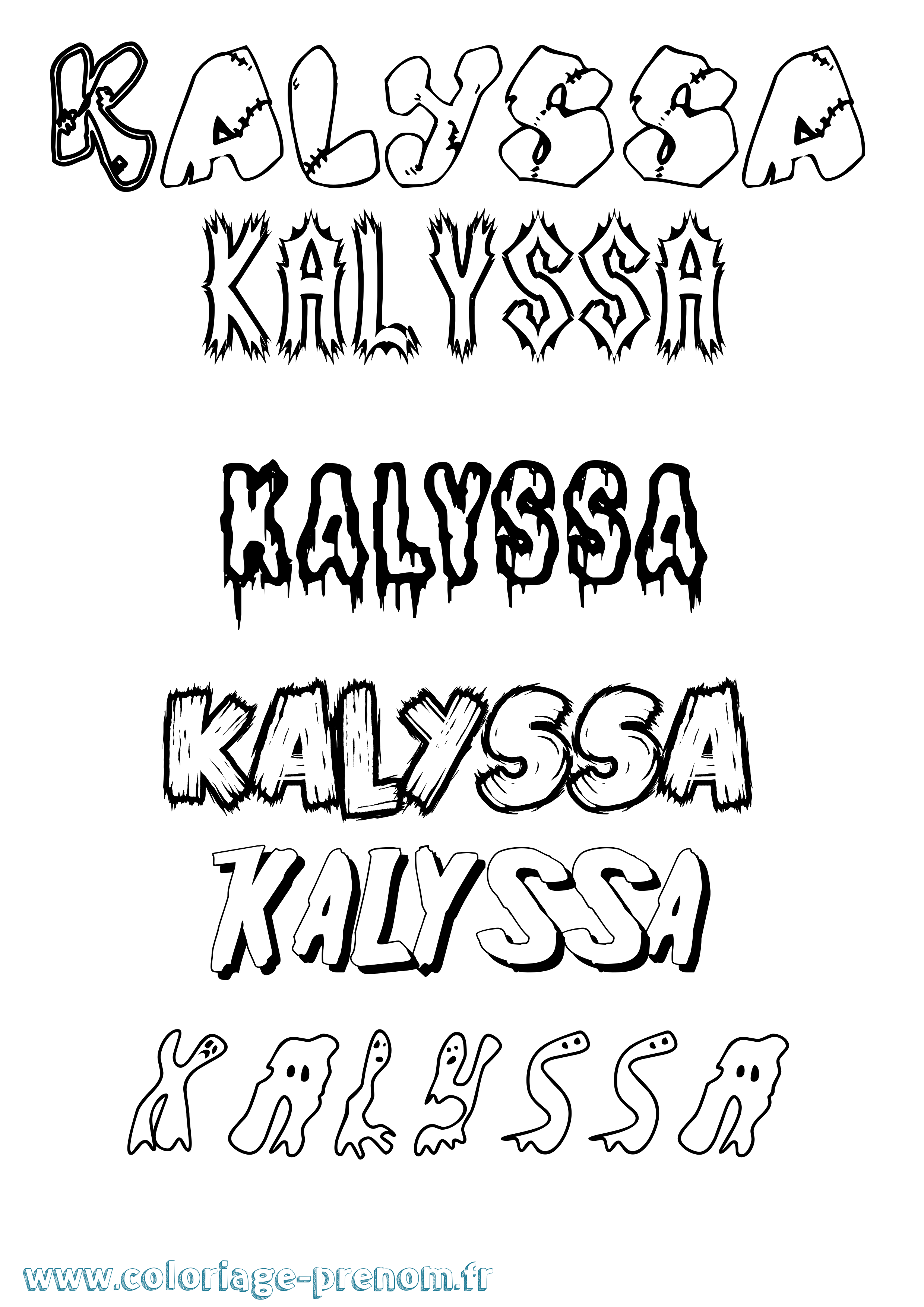 Coloriage Kalyssa Frisson Coloriage prénom Kalyssa Frisson