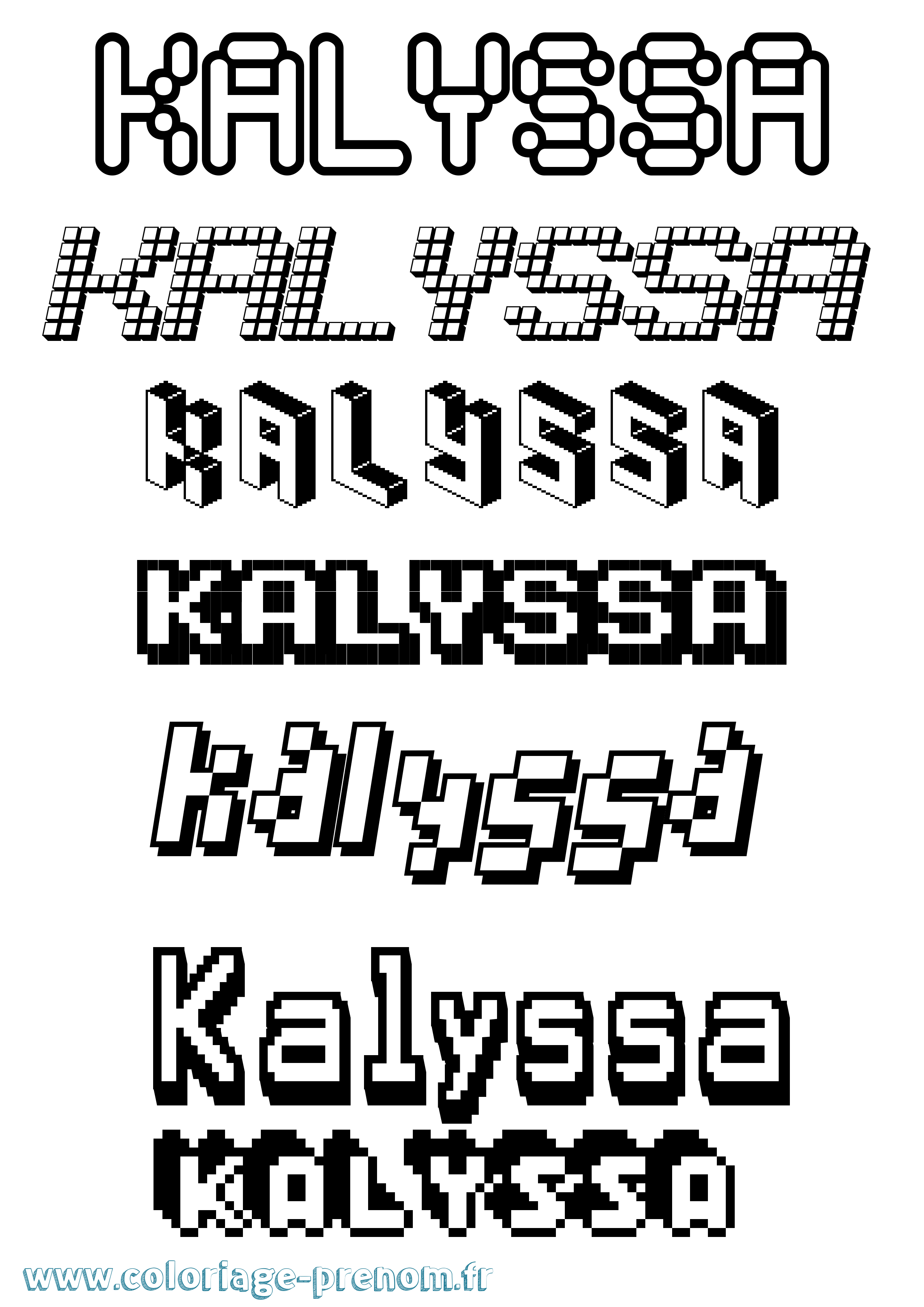 Coloriage Kalyssa Pixel Coloriage prénom Kalyssa Pixel