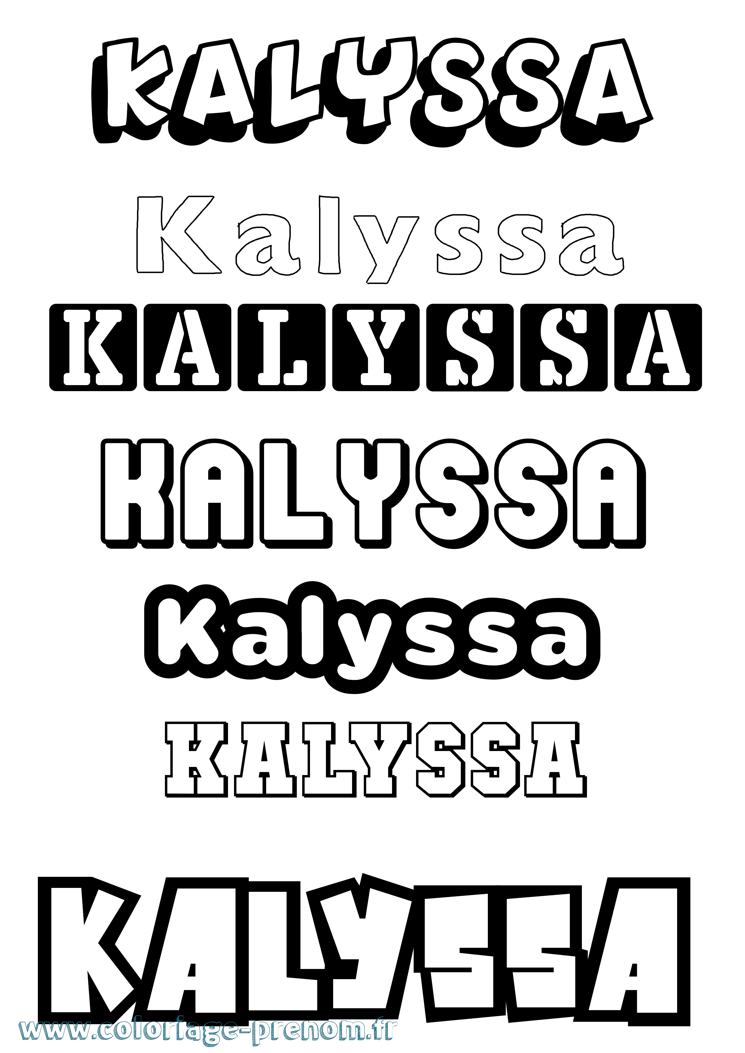 Coloriage Kalyssa Simple Coloriage prénom Kalyssa Simple