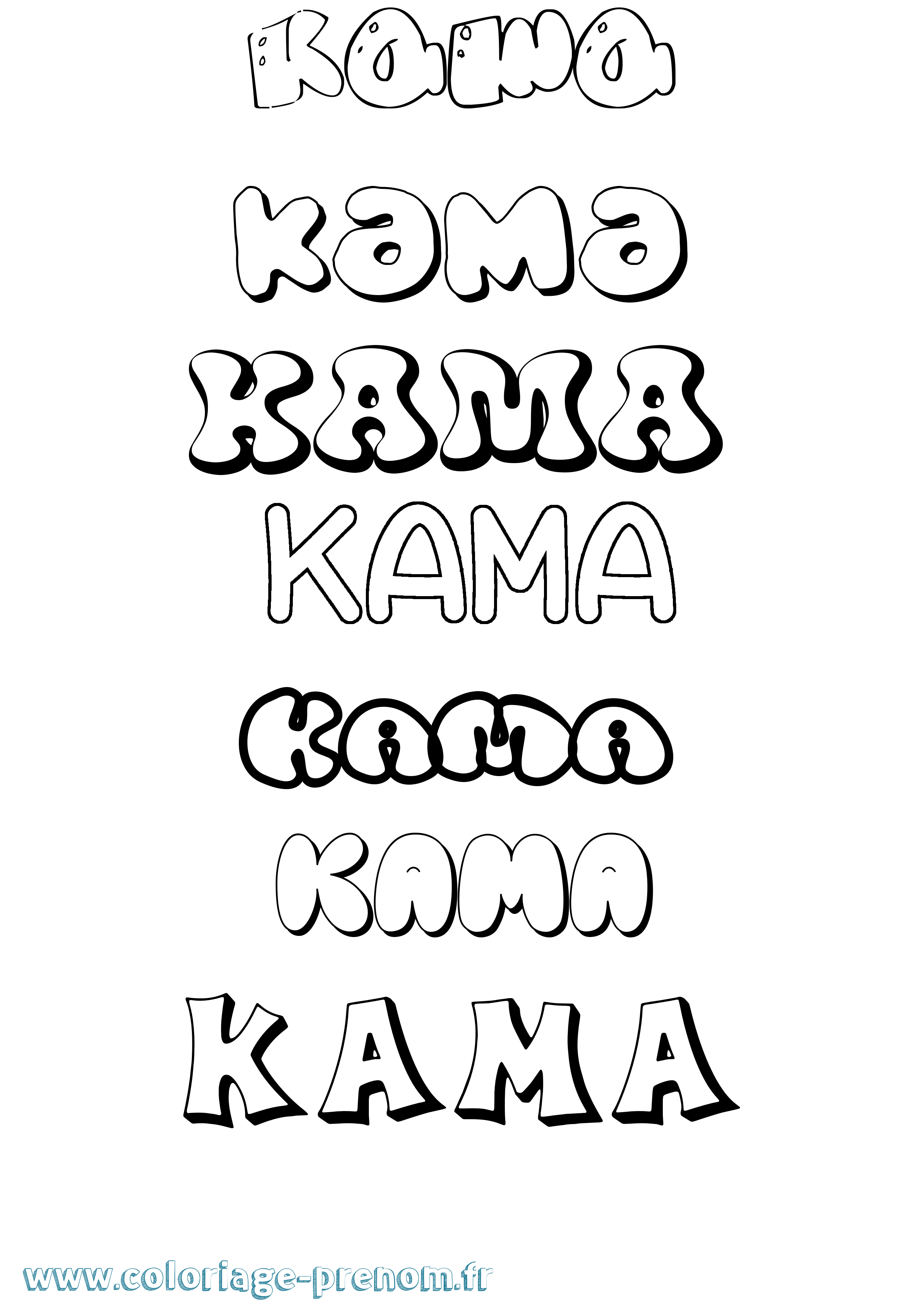Coloriage prénom Kama Bubble