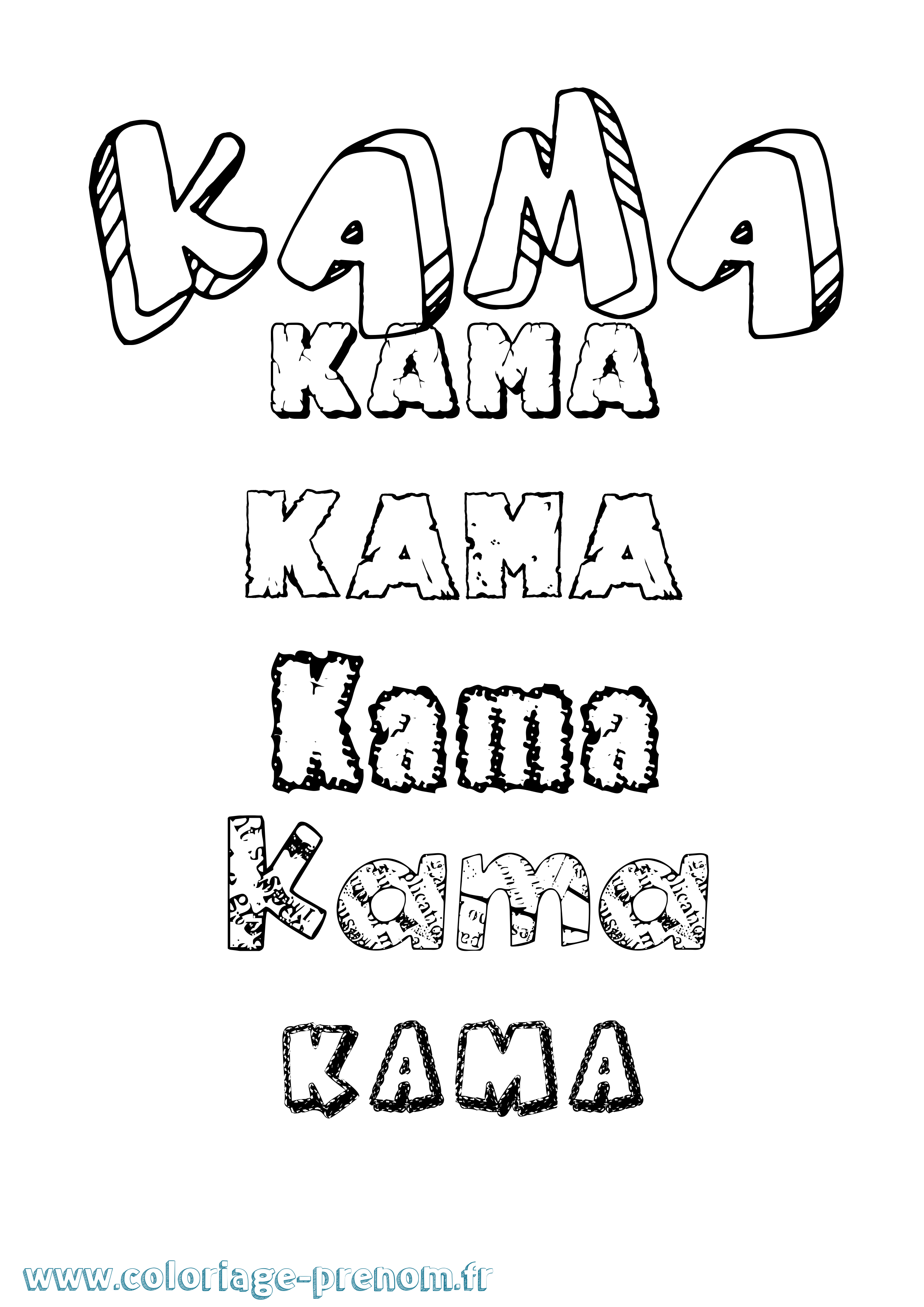 Coloriage prénom Kama Destructuré