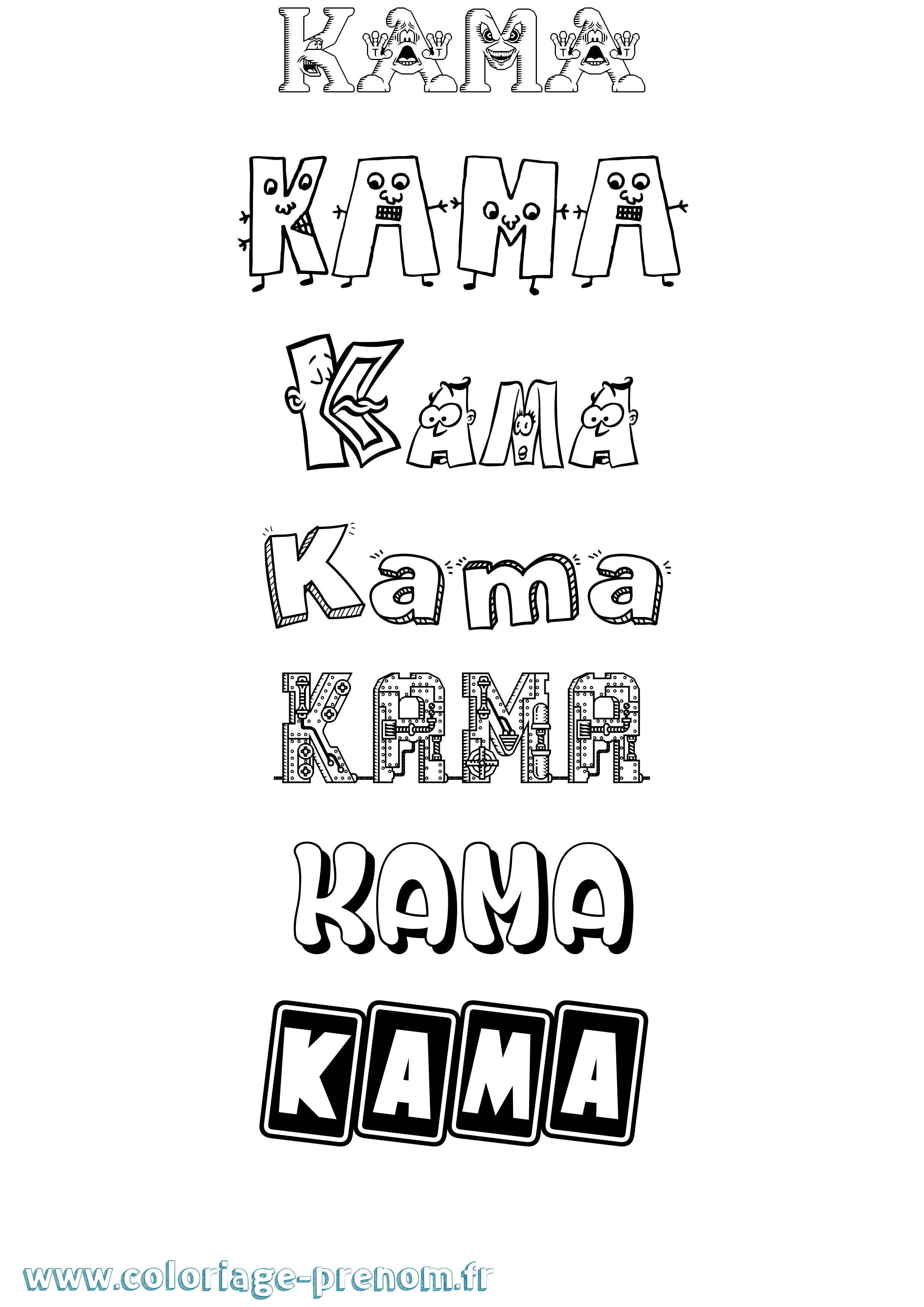 Coloriage prénom Kama Fun