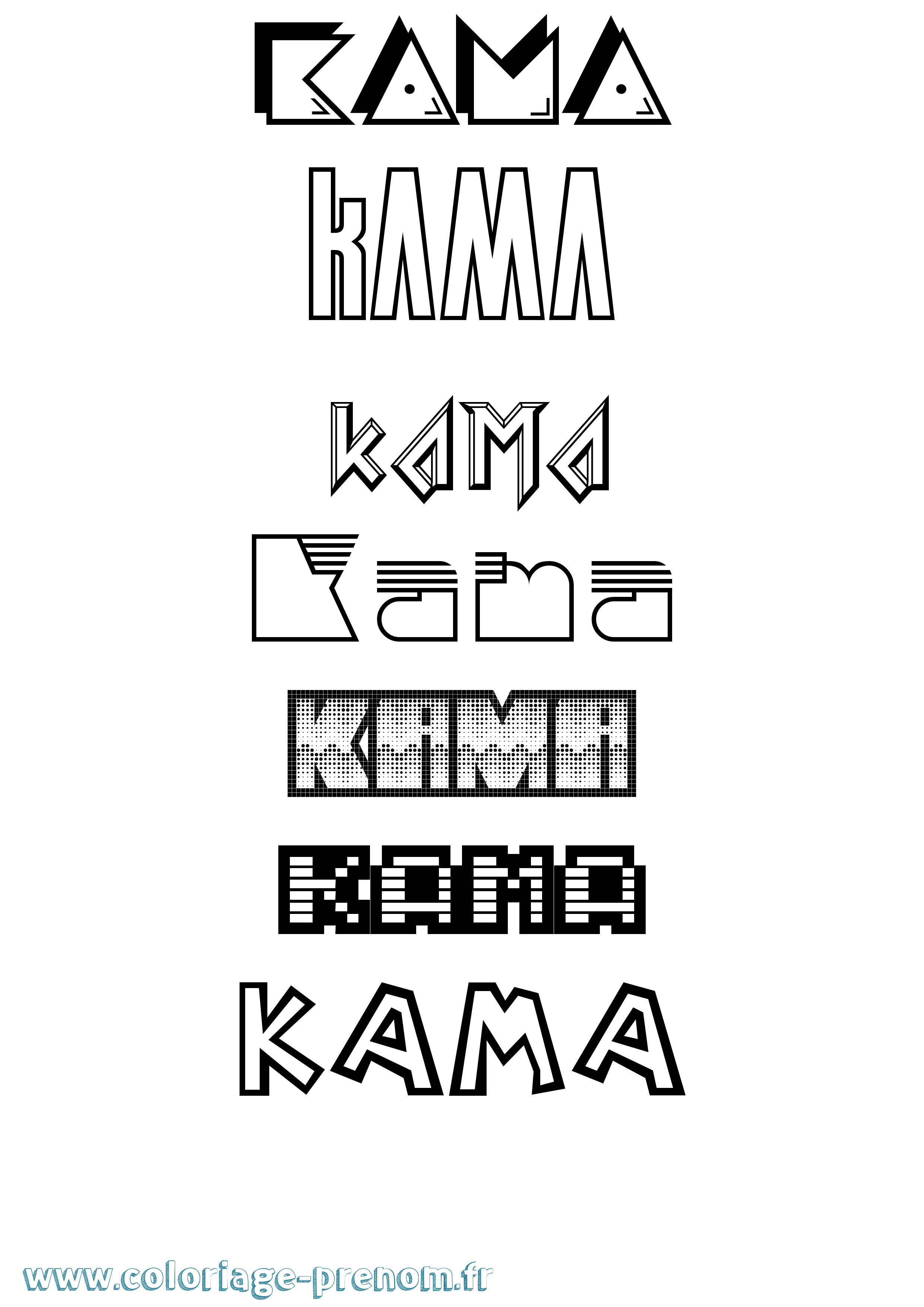 Coloriage prénom Kama Jeux Vidéos