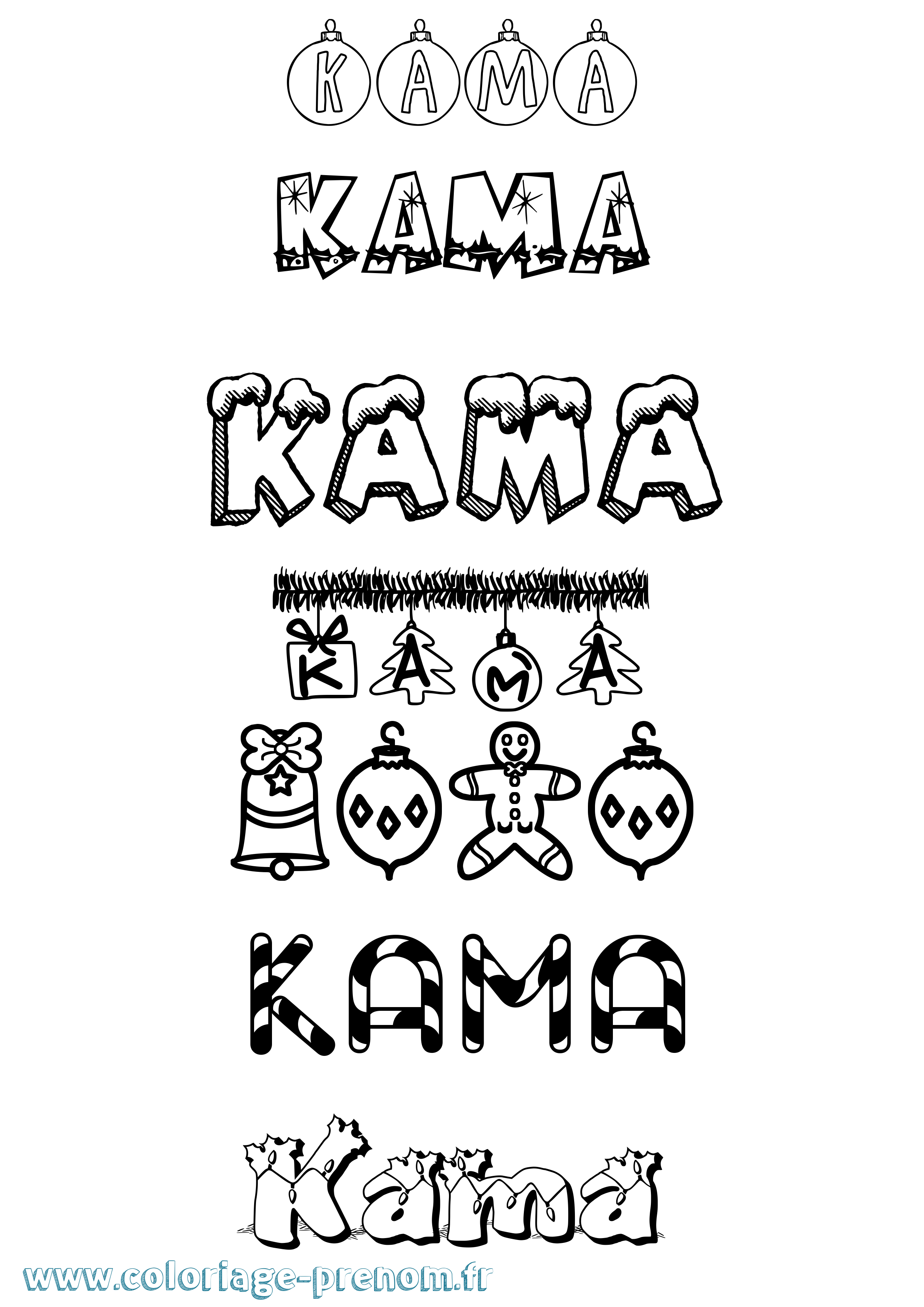 Coloriage prénom Kama Noël
