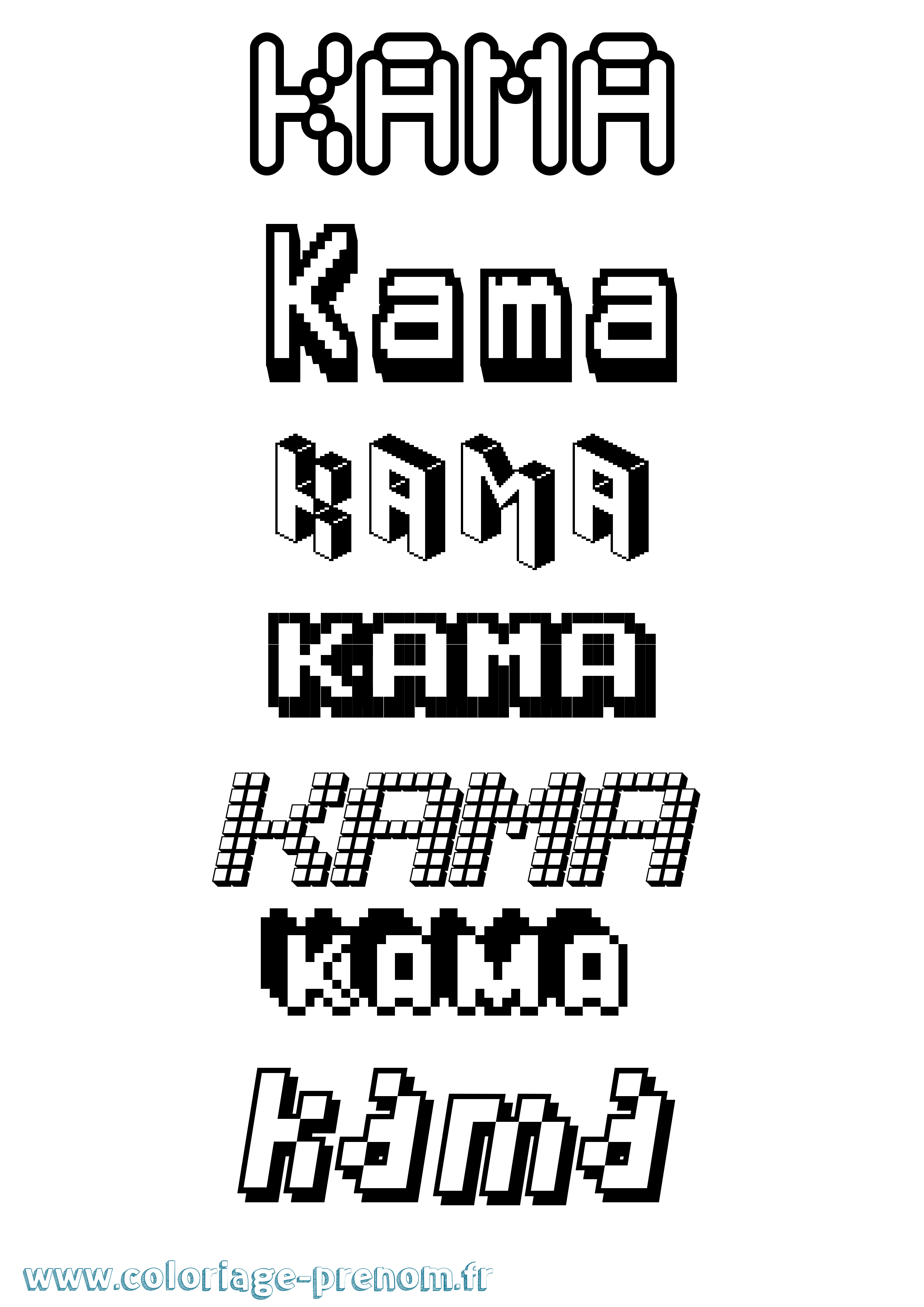 Coloriage prénom Kama Pixel