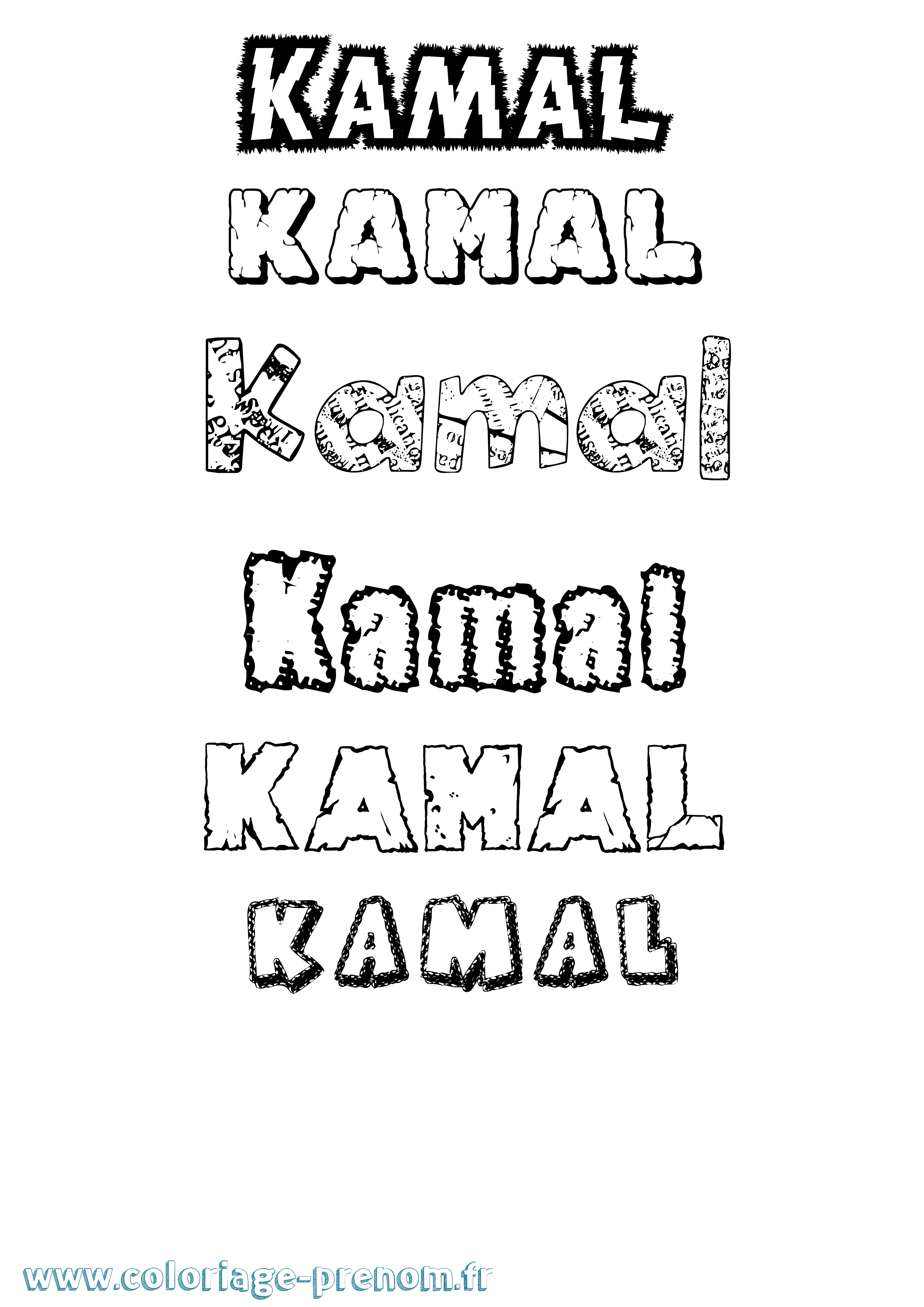 Coloriage prénom Kamal Destructuré