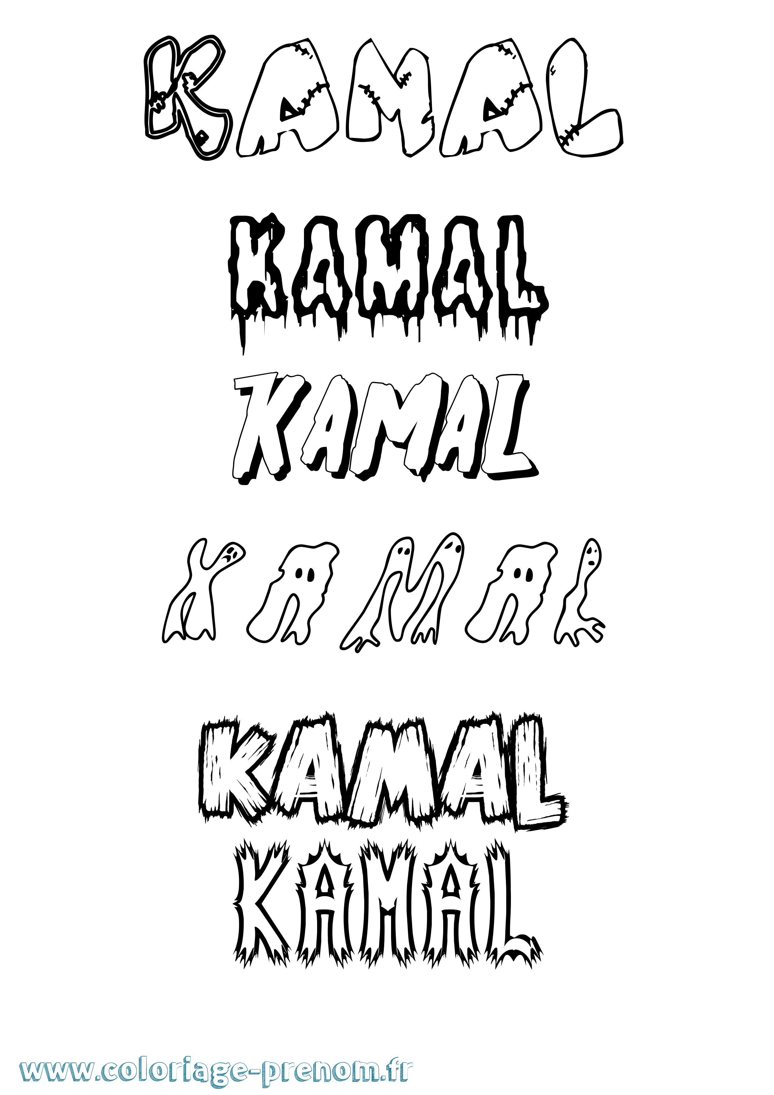 Coloriage prénom Kamal Frisson