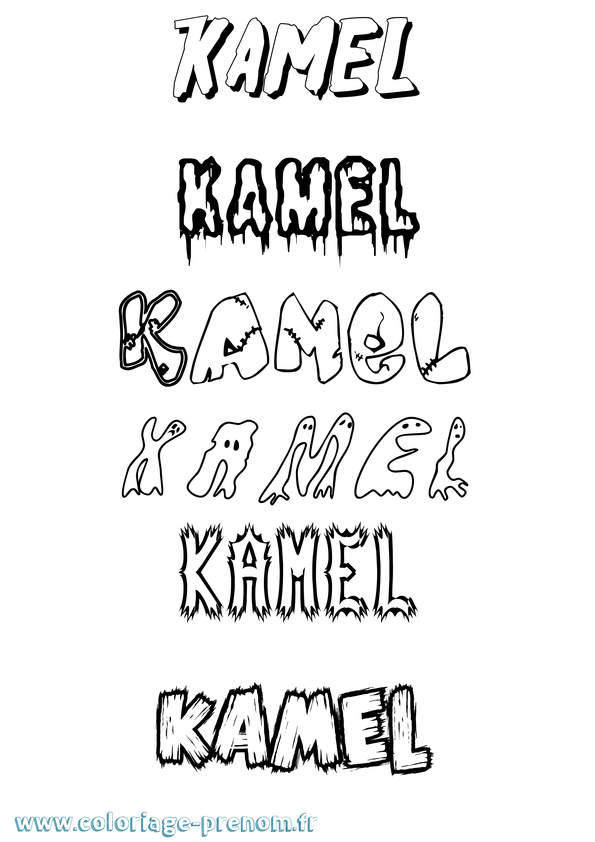 Coloriage prénom Kamel Frisson