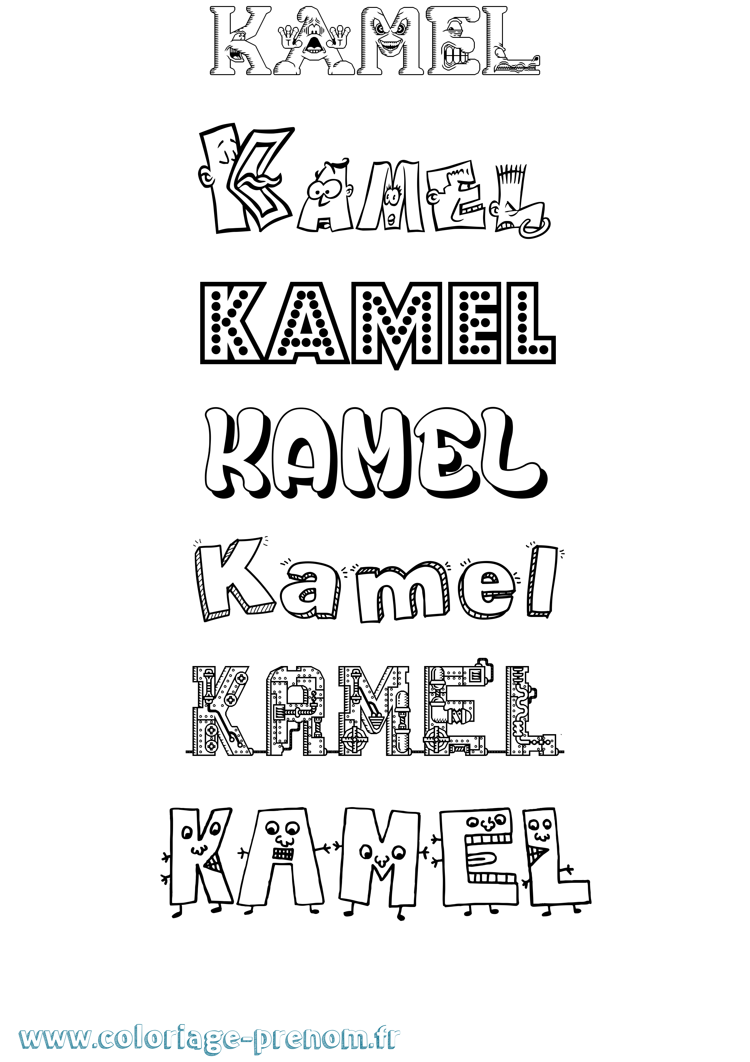 Coloriage prénom Kamel Fun