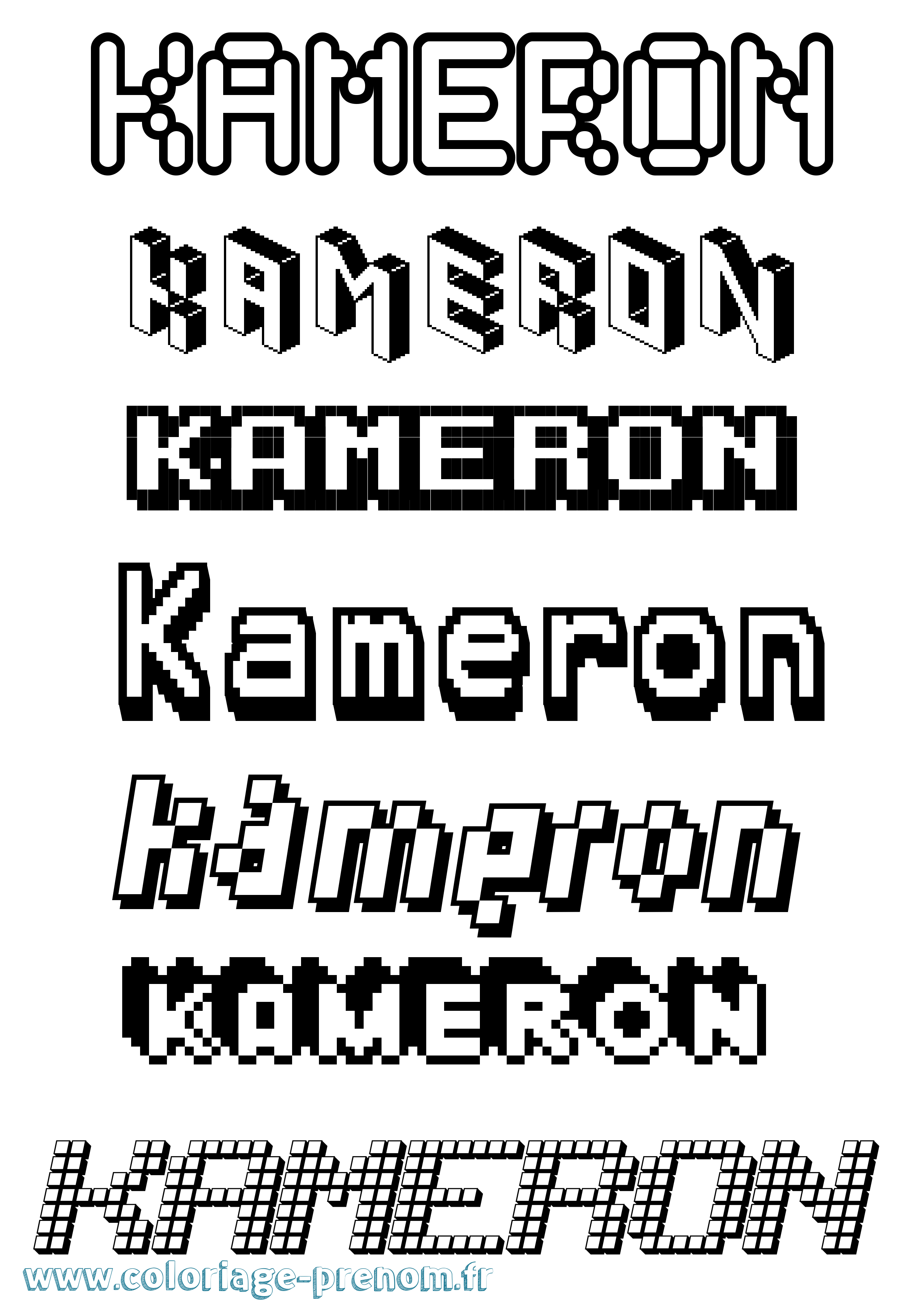 Coloriage Kameron Pixel Coloriage prénom Kameron Pixel