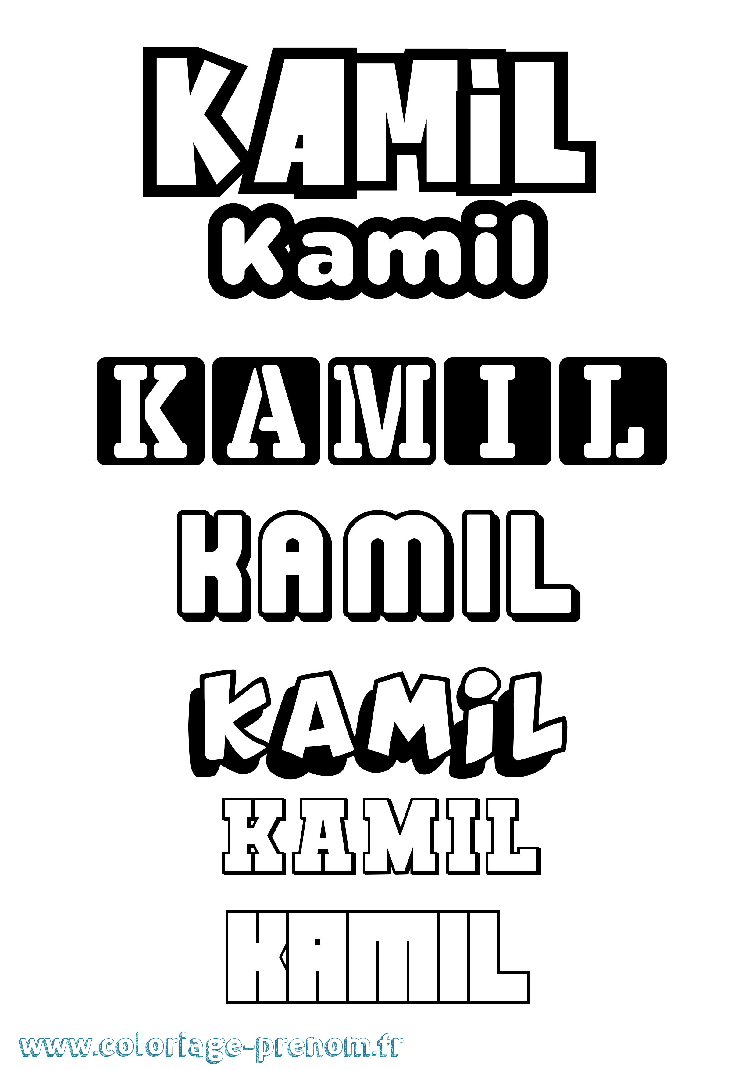 Coloriage prénom Kamil Simple