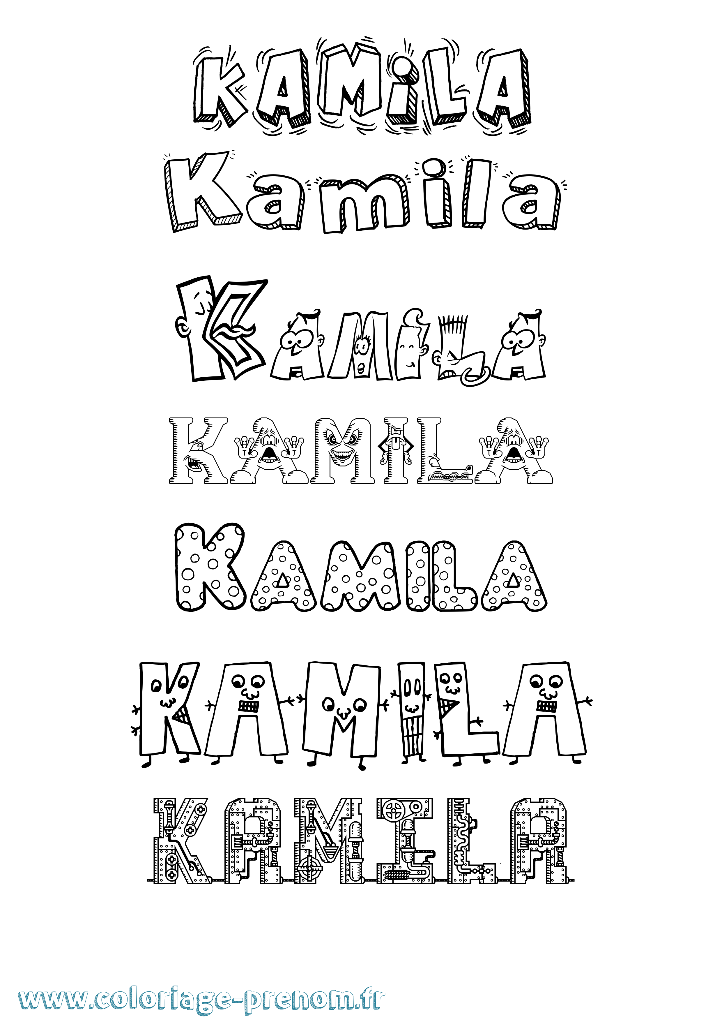 Coloriage prénom Kamila Fun
