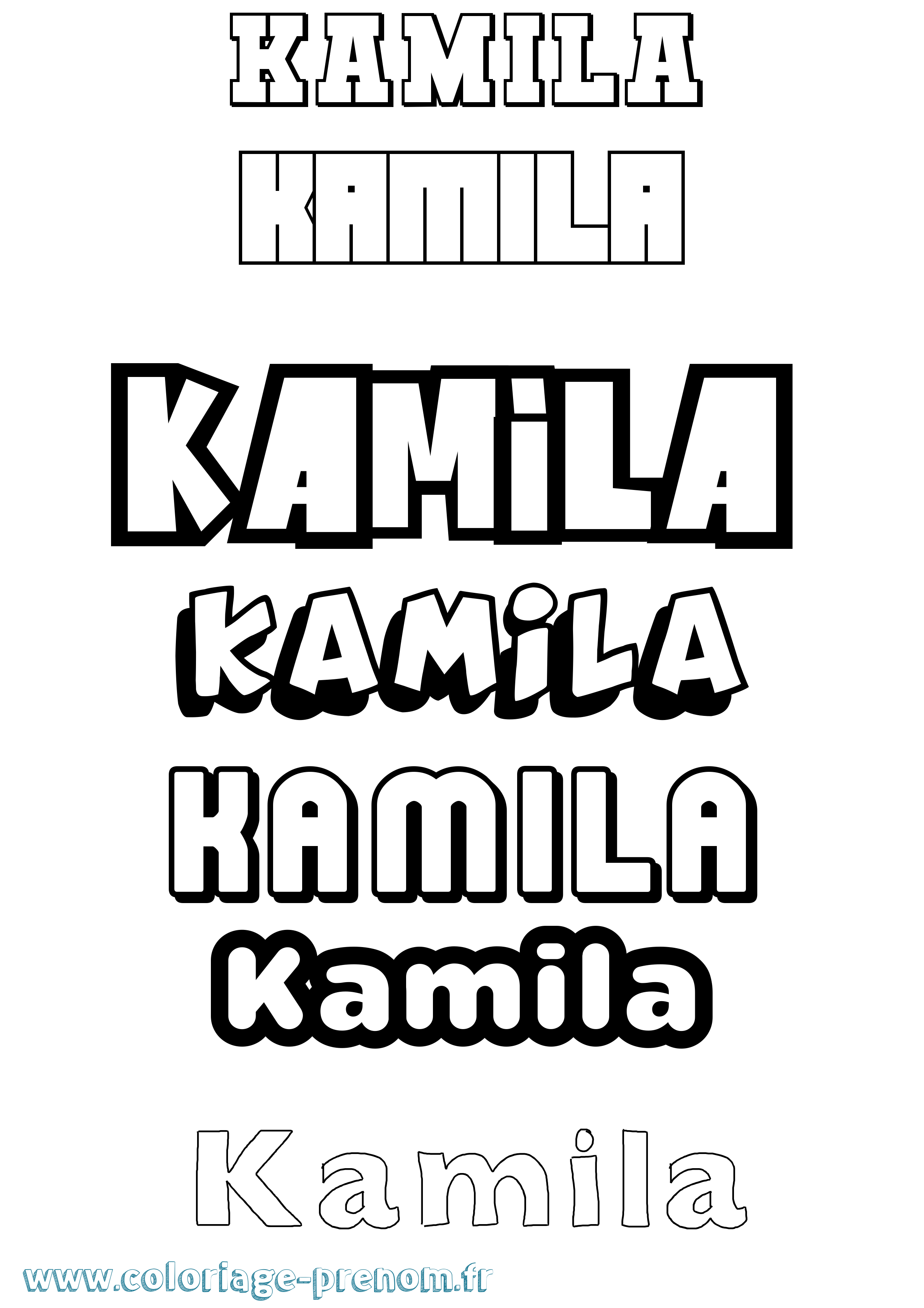 Coloriage prénom Kamila Simple