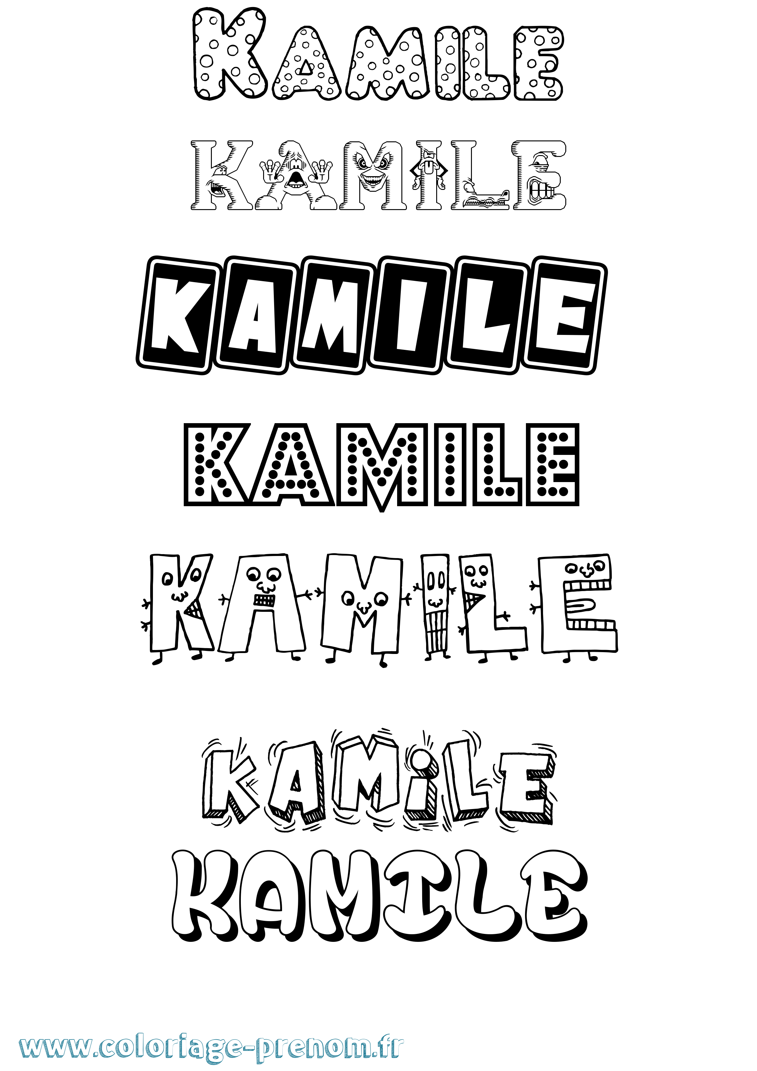 Coloriage prénom Kamile Fun