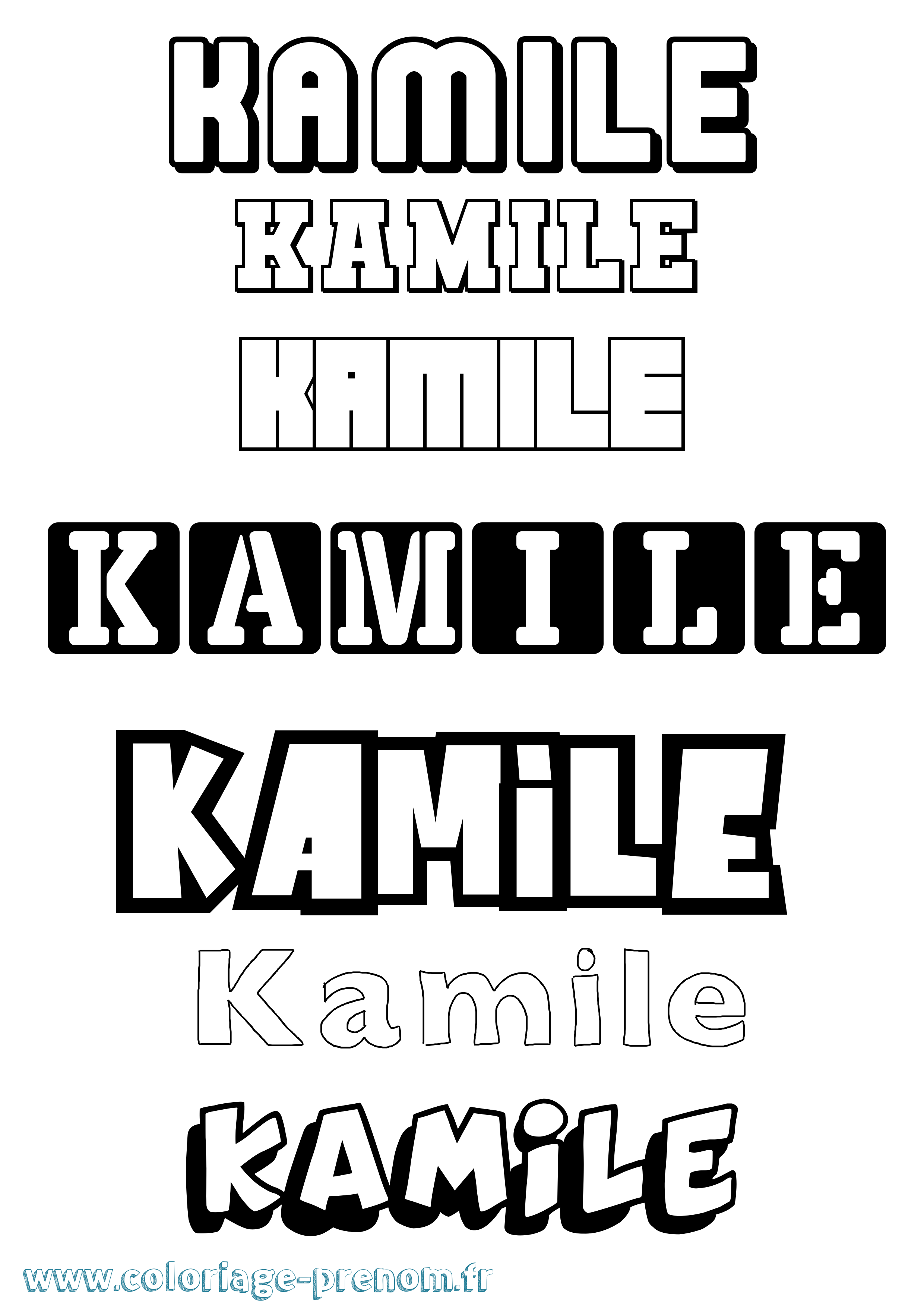 Coloriage prénom Kamile Simple