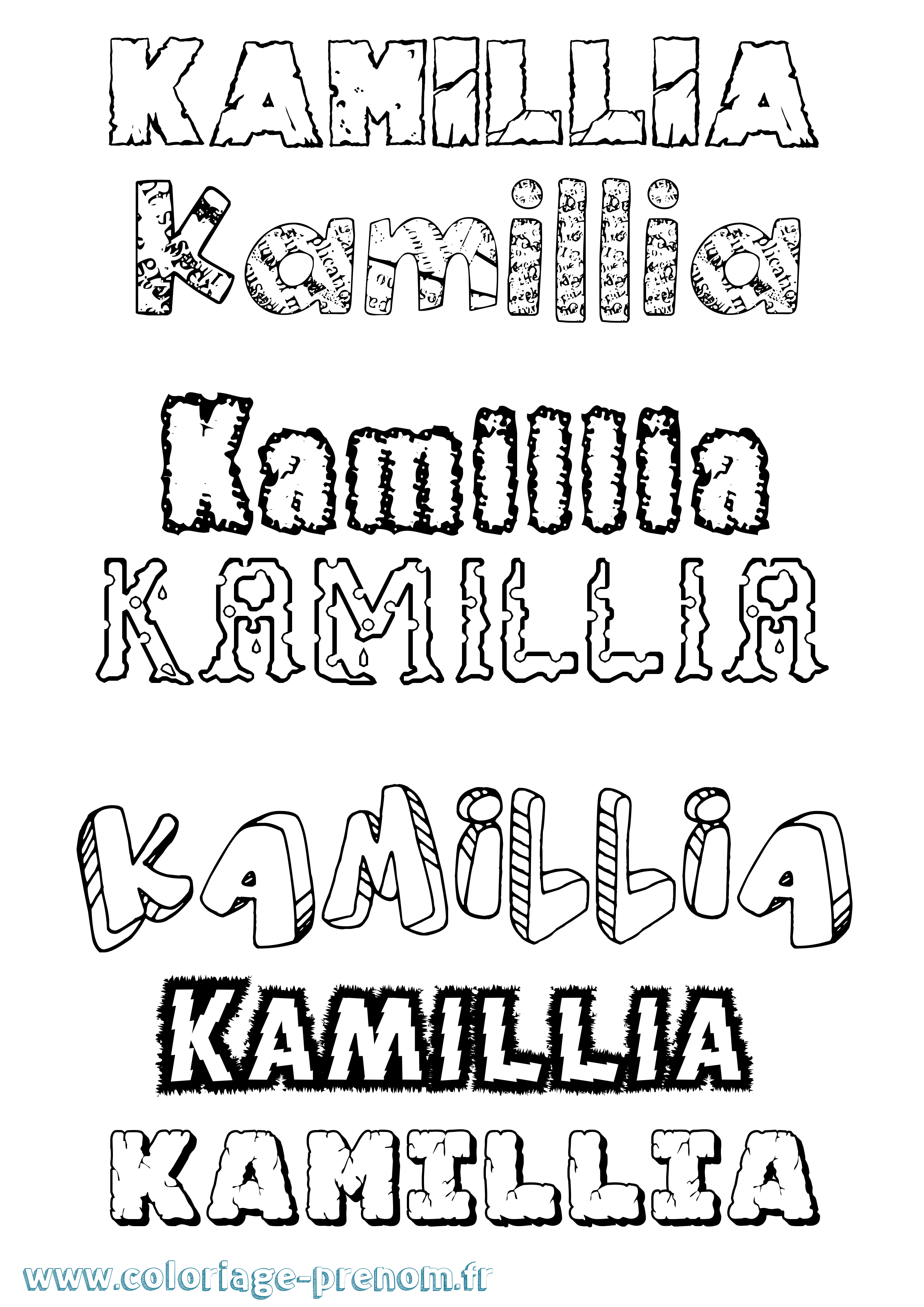 Coloriage prénom Kamillia Destructuré