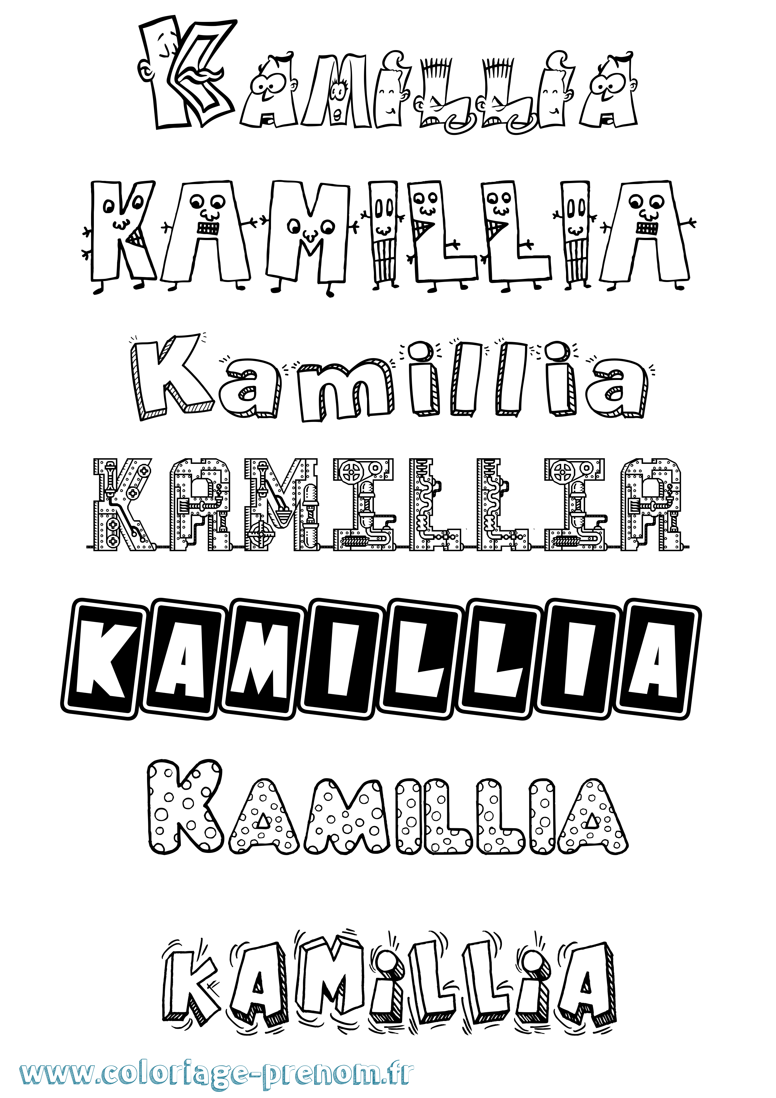 Coloriage prénom Kamillia Fun
