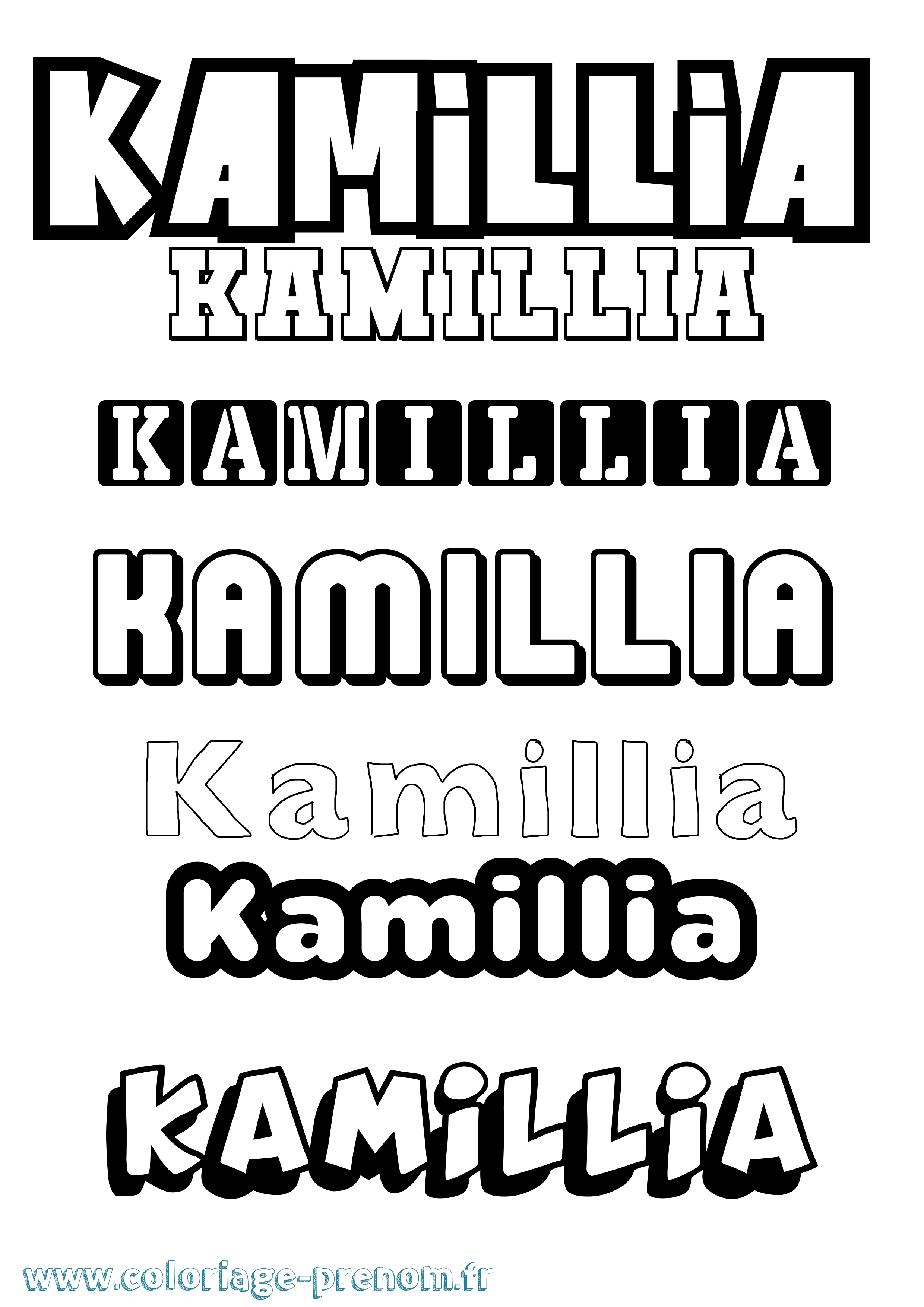Coloriage prénom Kamillia Simple