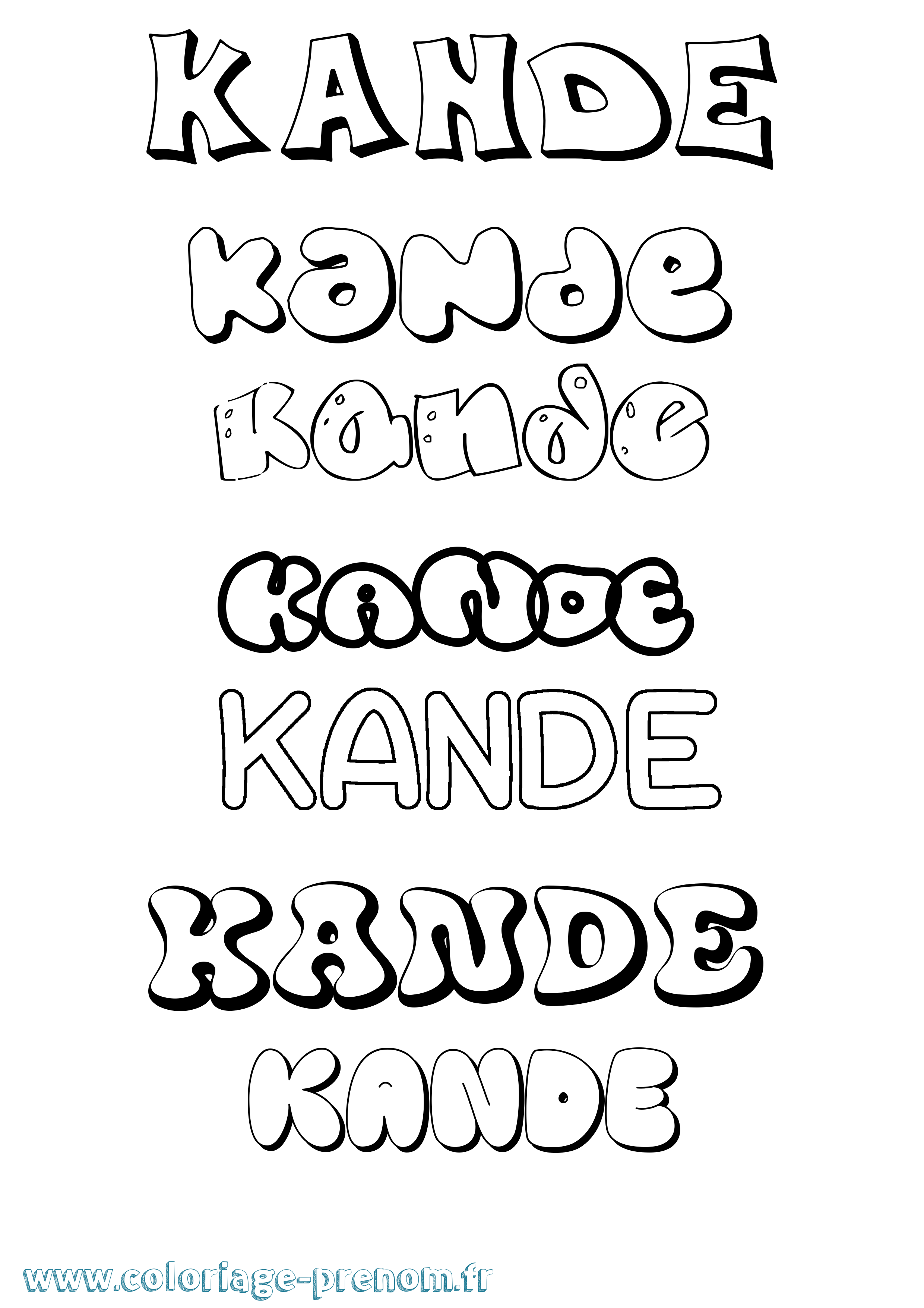 Coloriage prénom Kande Bubble