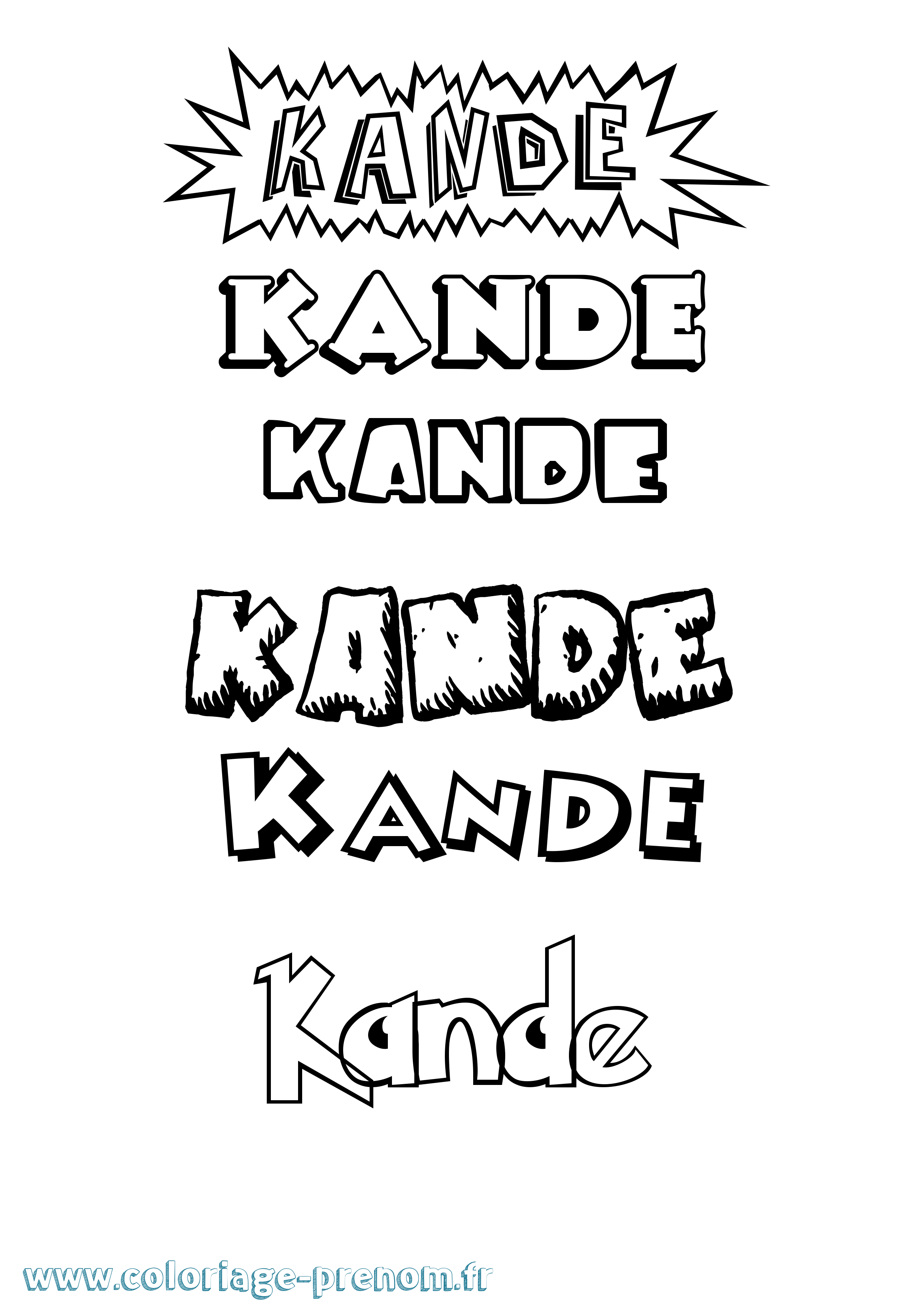 Coloriage prénom Kande Dessin Animé