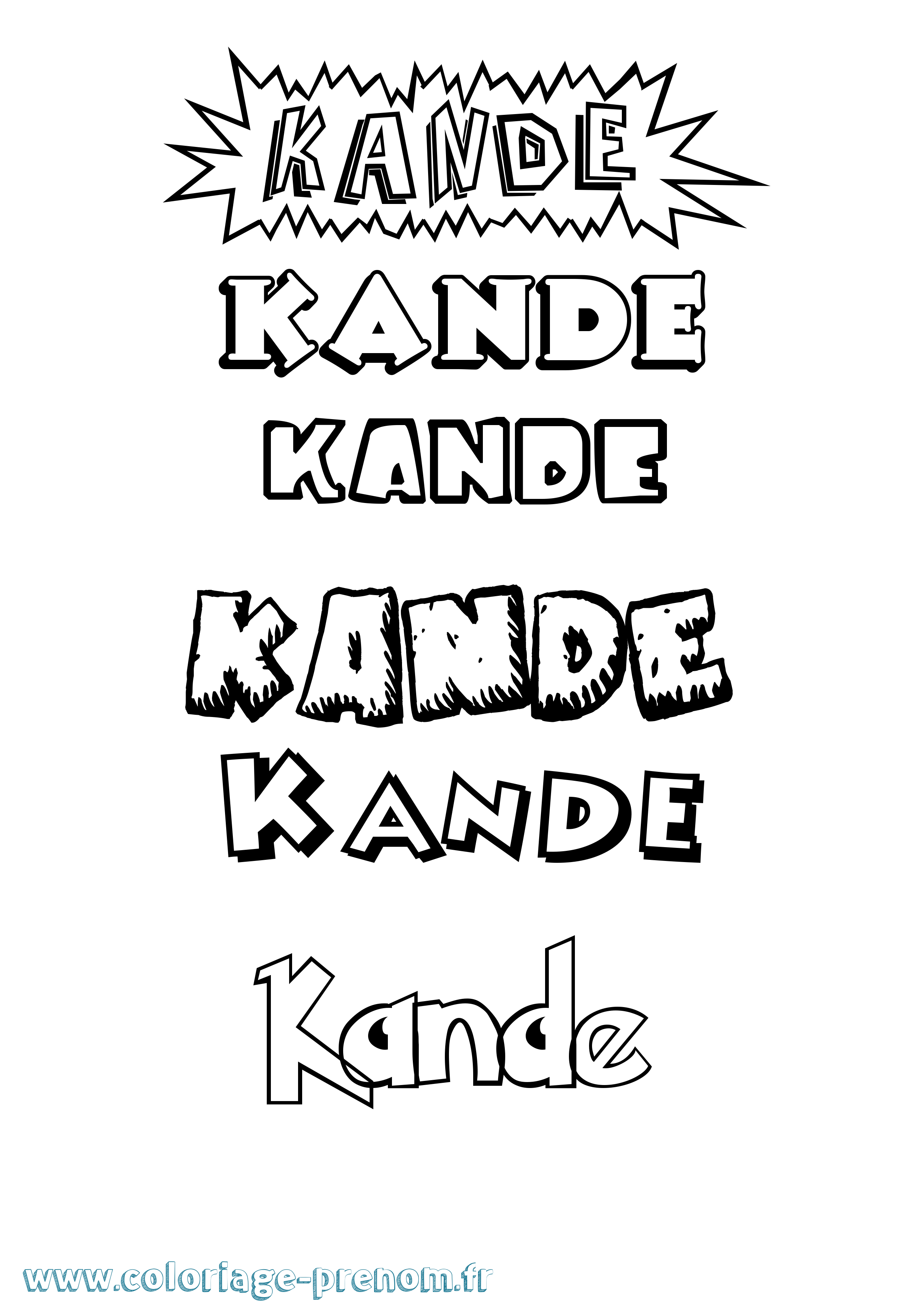 Coloriage Kande Dessin Animé Coloriage prénom Kande Dessin Animé