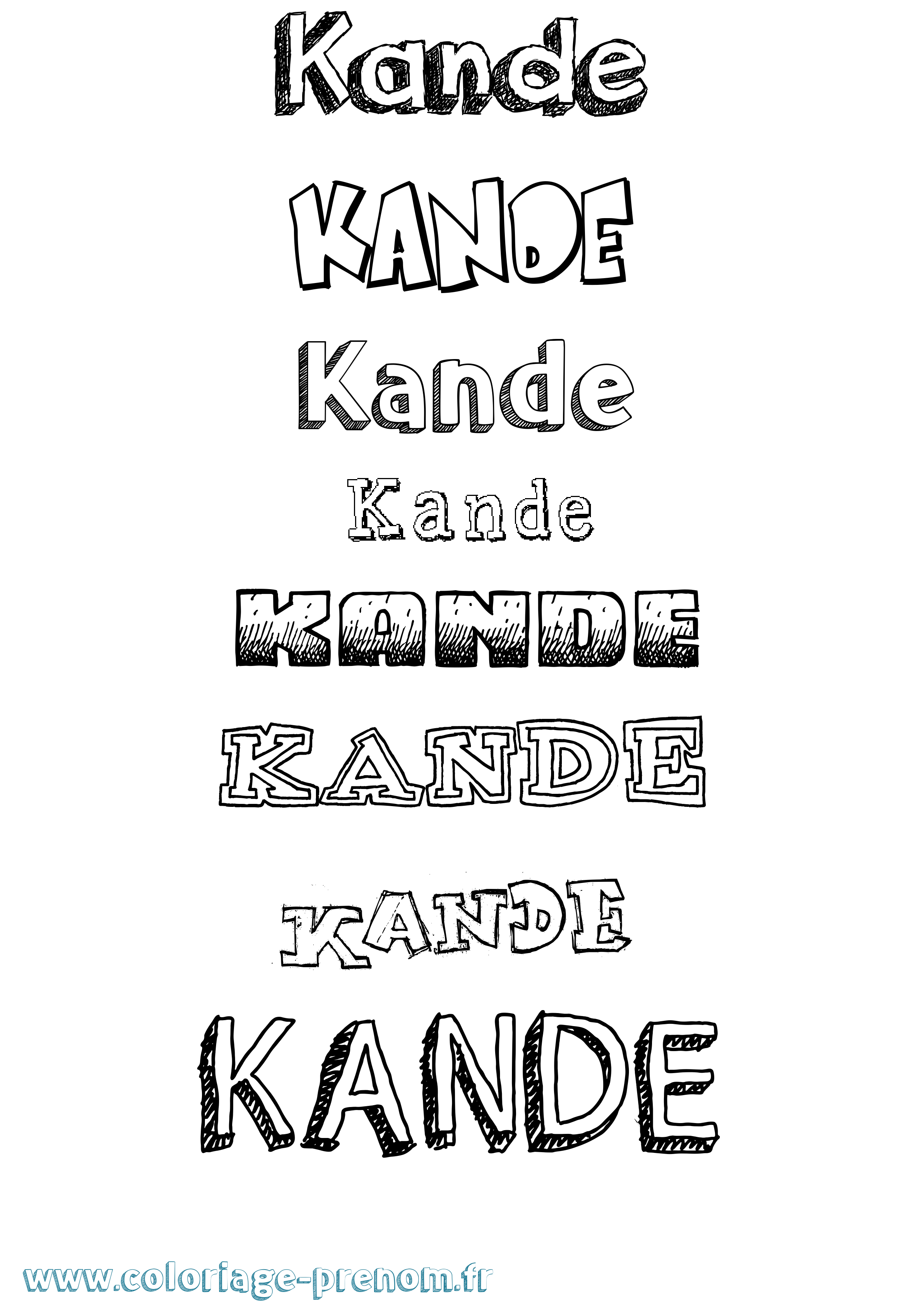 Coloriage prénom Kande Dessiné