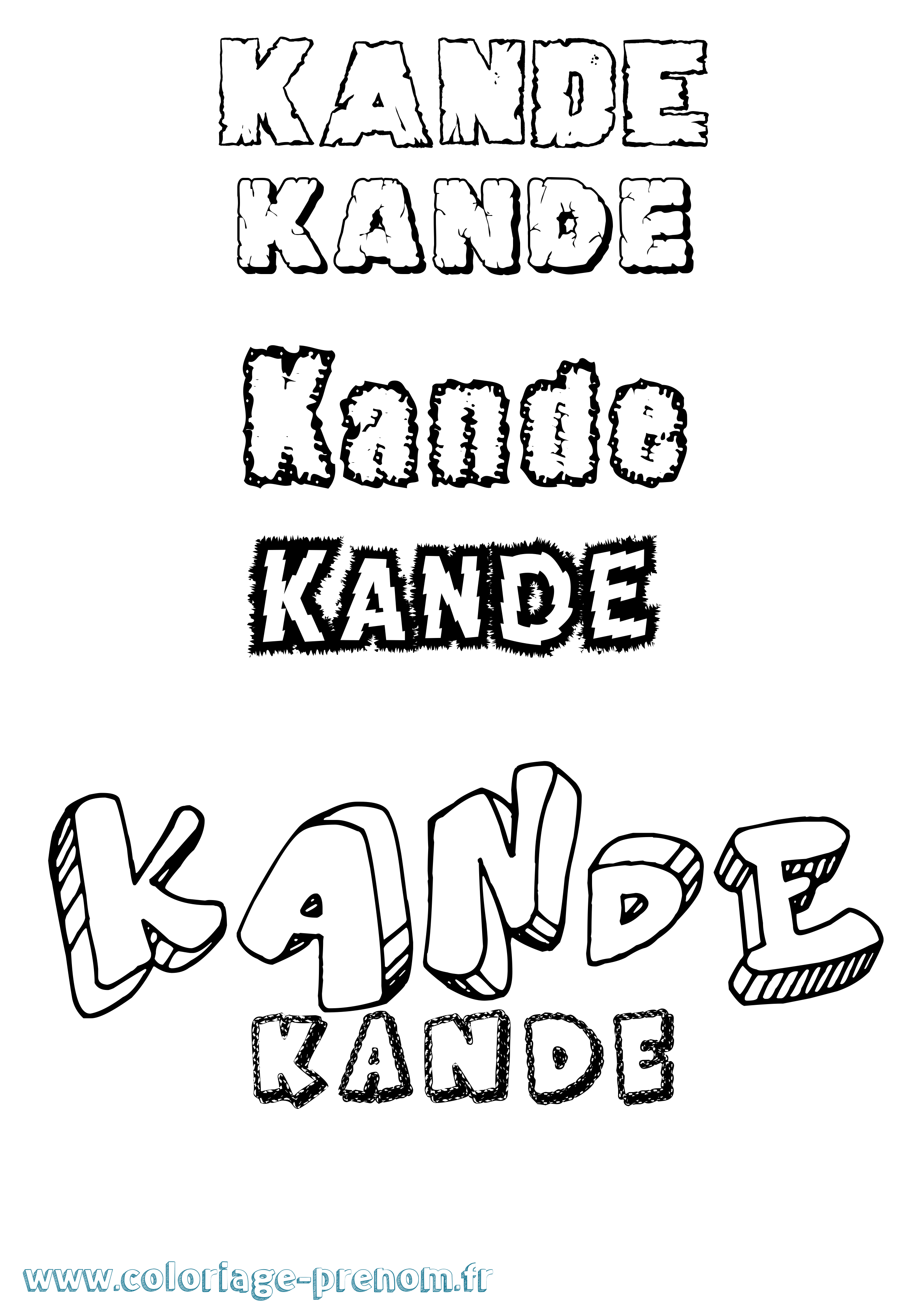 Coloriage prénom Kande Destructuré