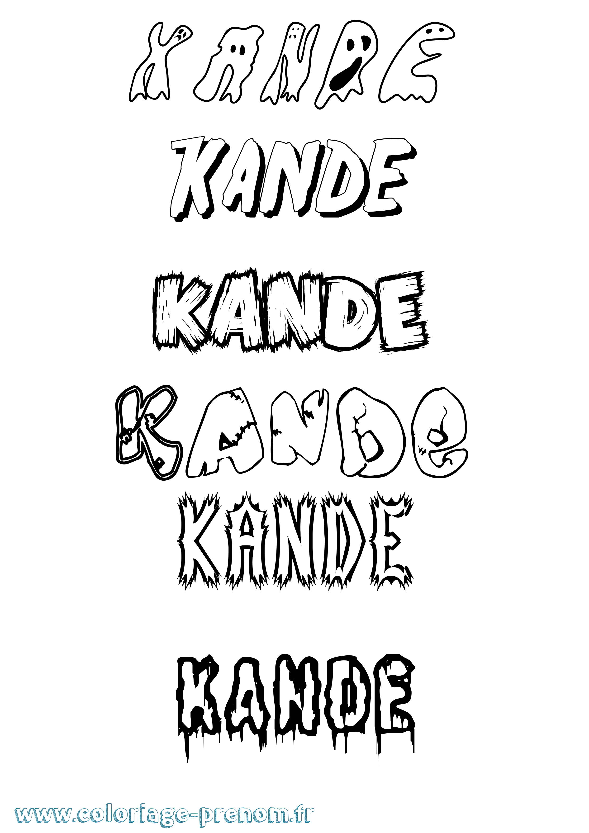 Coloriage prénom Kande Frisson