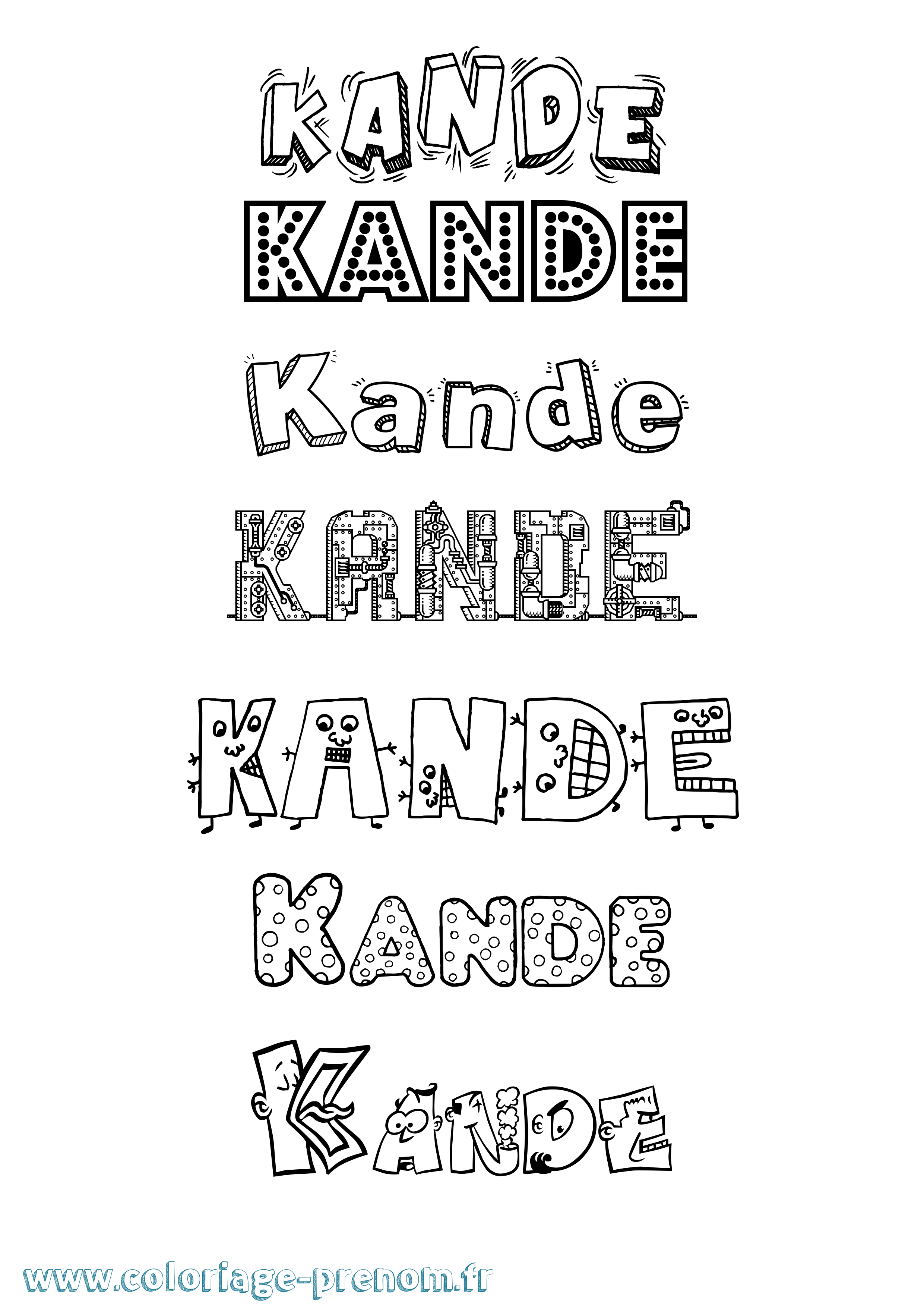 Coloriage Kande Fun Coloriage prénom Kande Fun