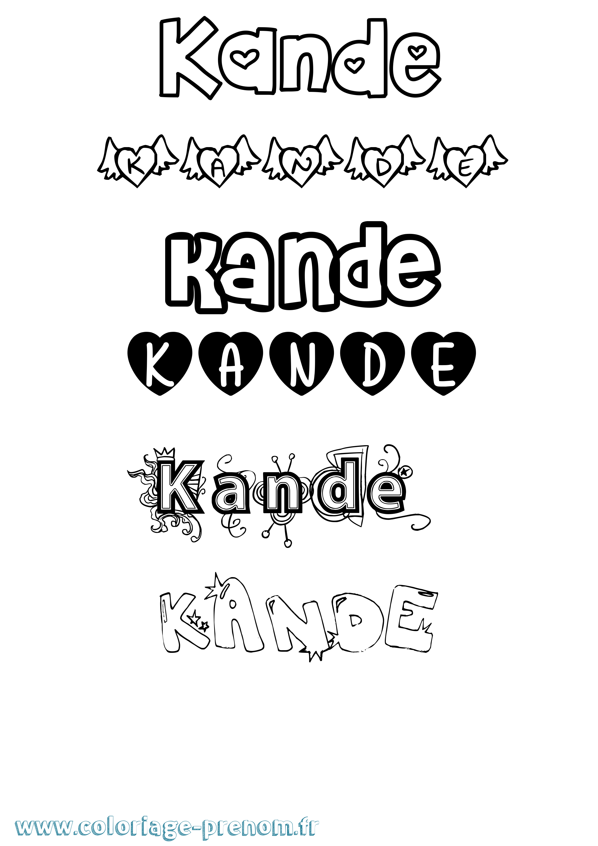 Coloriage prénom Kande Girly