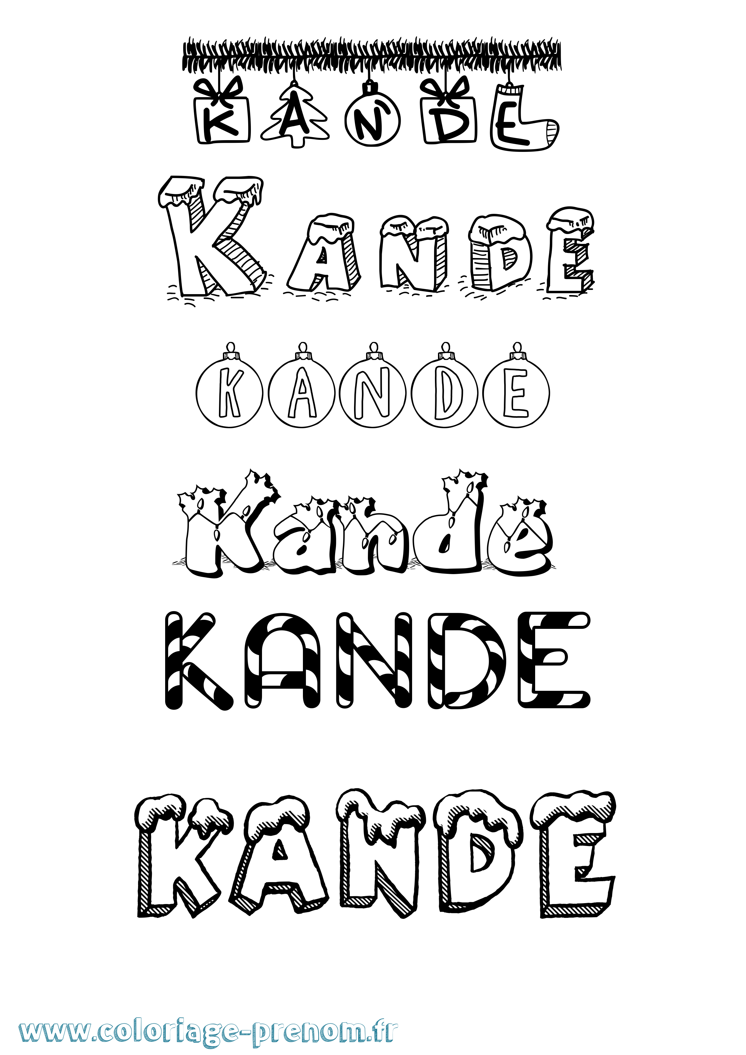 Coloriage Kande Noël Coloriage prénom Kande Noël