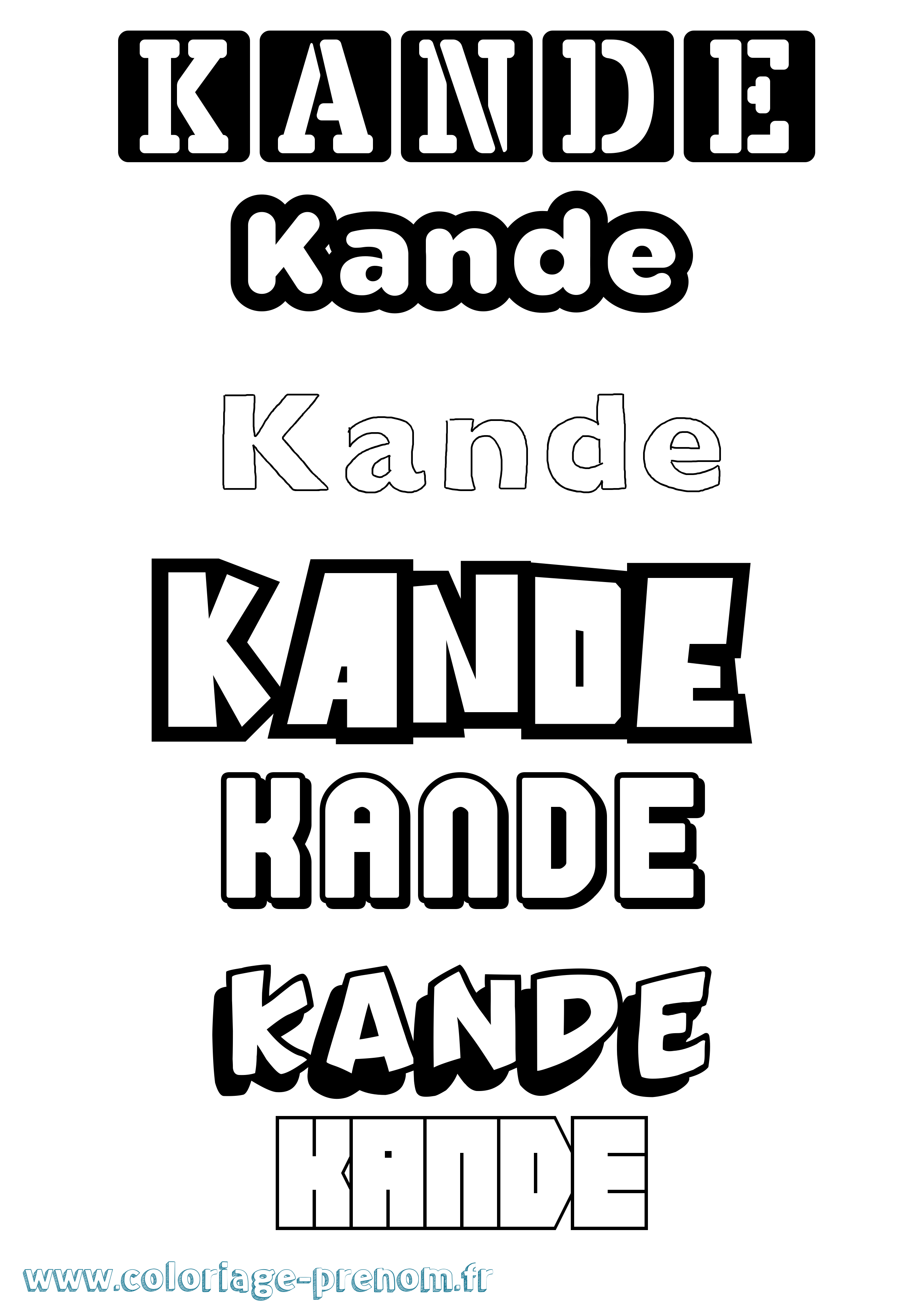 Coloriage Kande Simple Coloriage prénom Kande Simple
