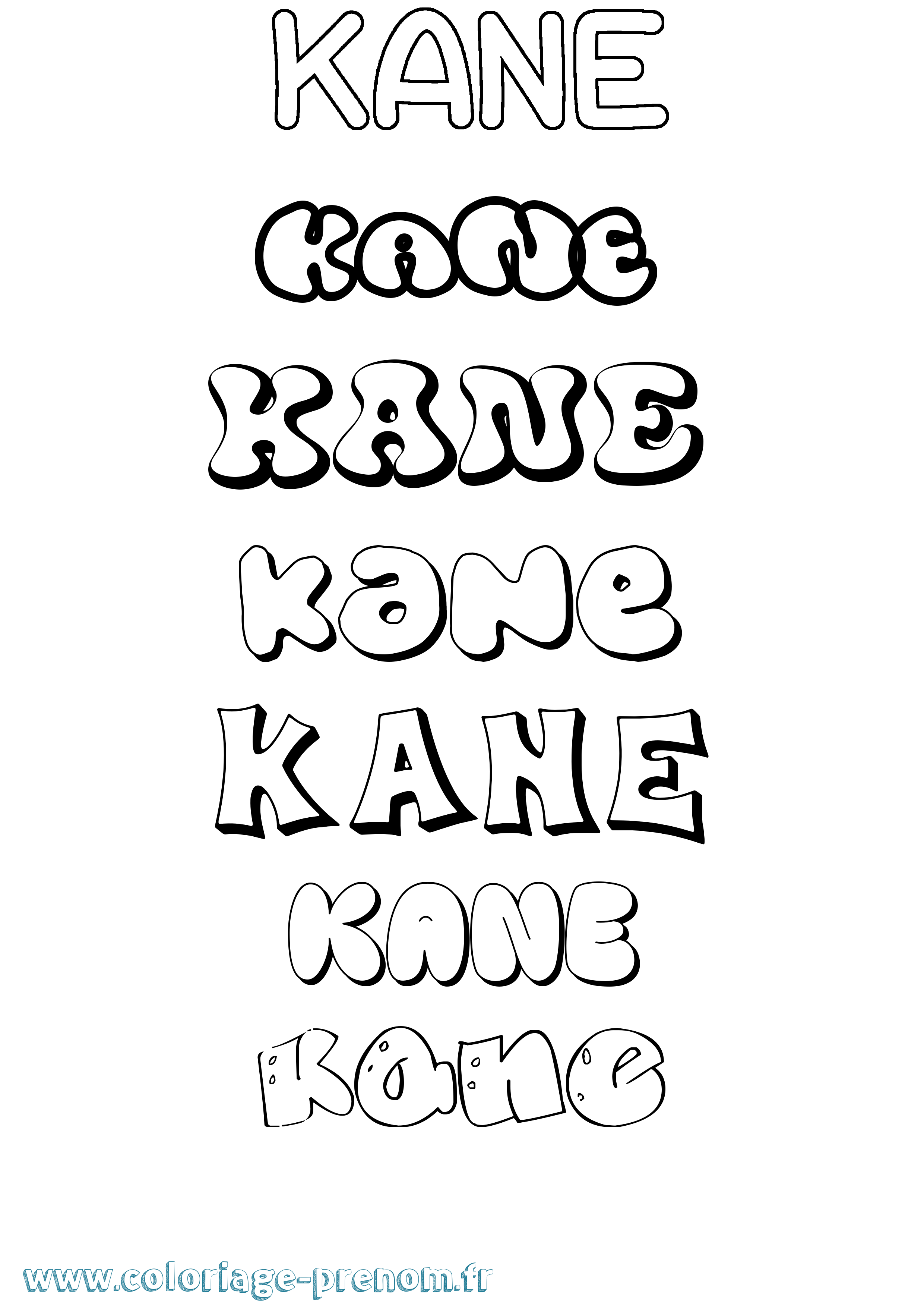 Coloriage prénom Kane Bubble