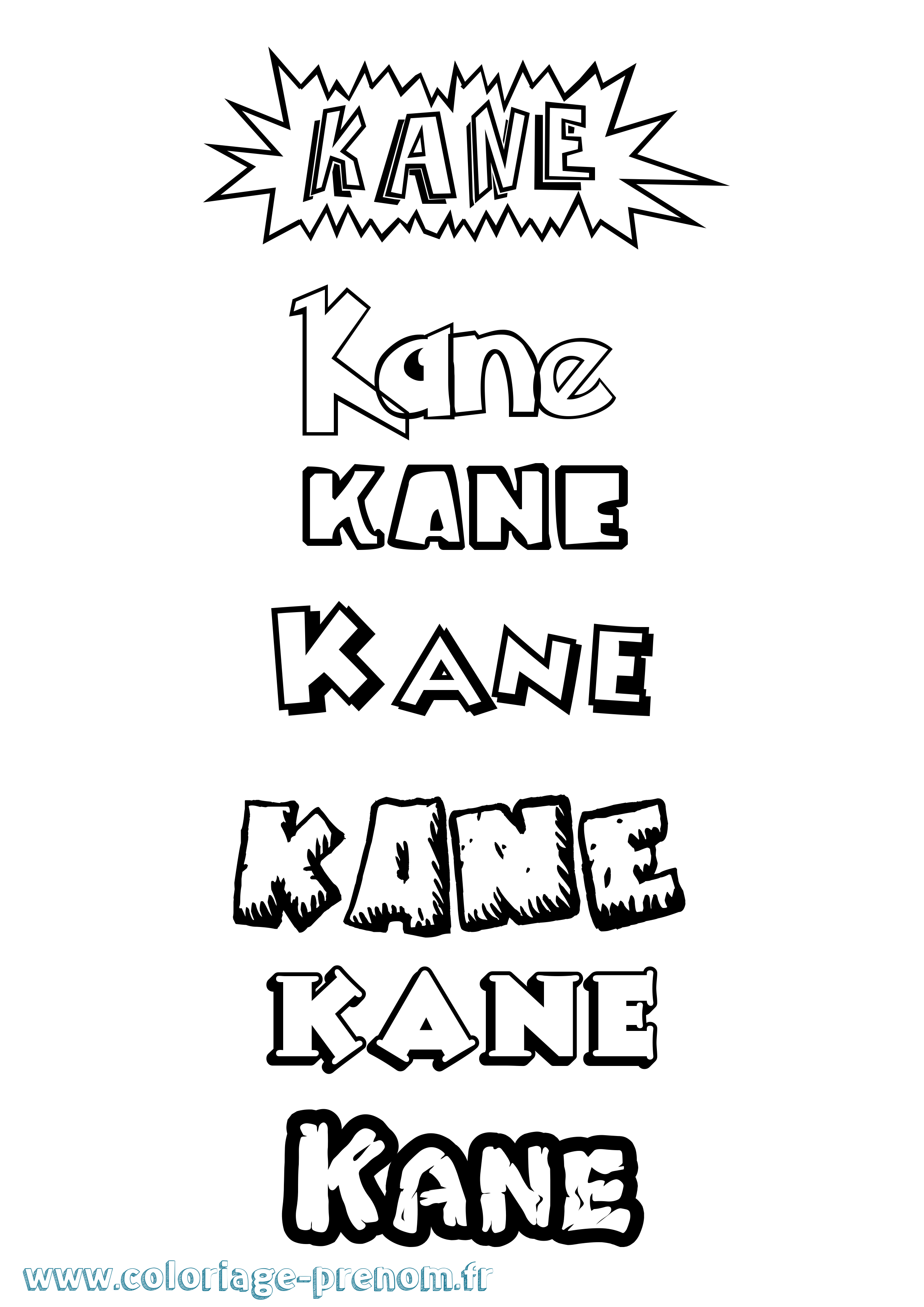 Coloriage prénom Kane Dessin Animé
