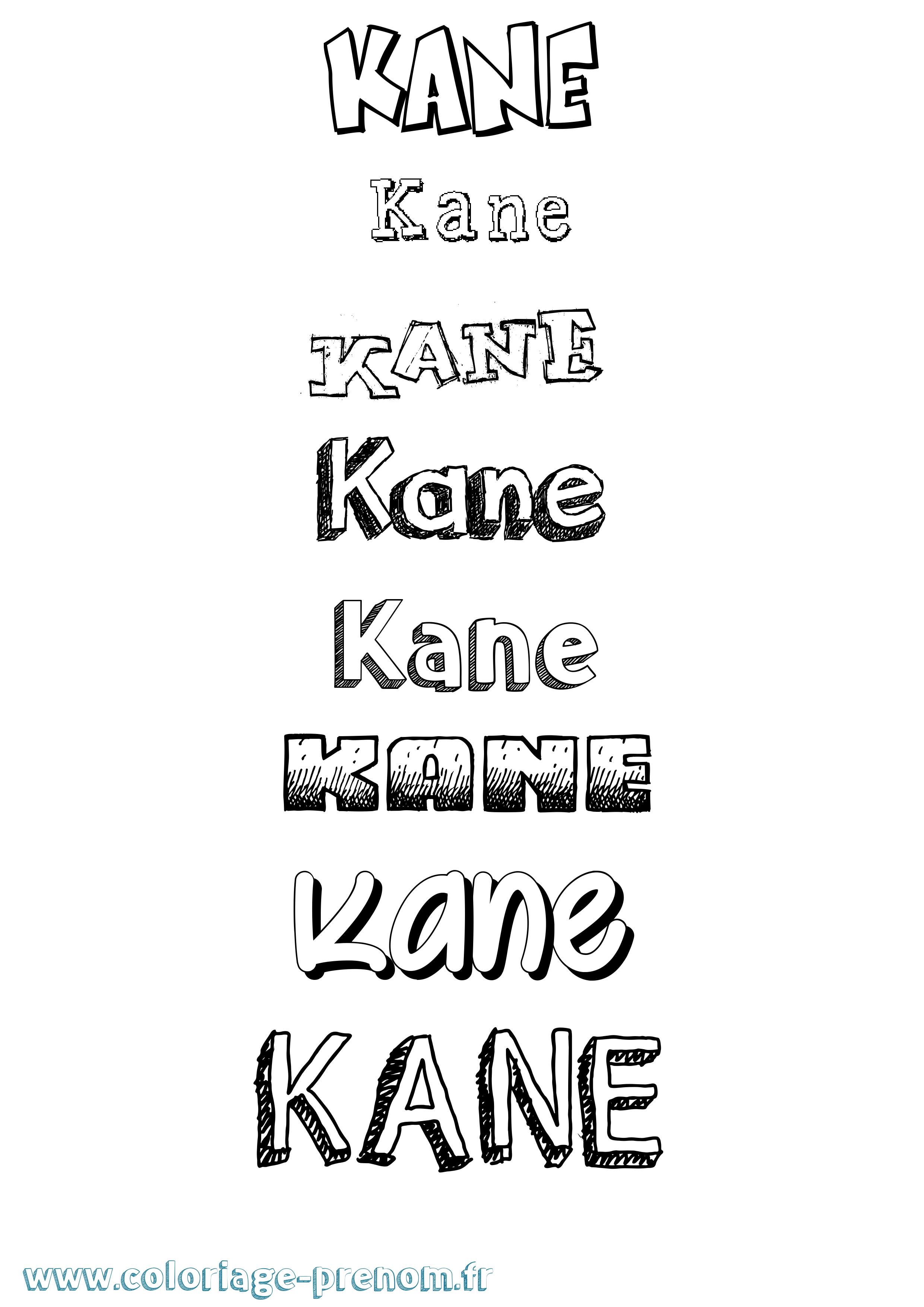 Coloriage prénom Kane Dessiné