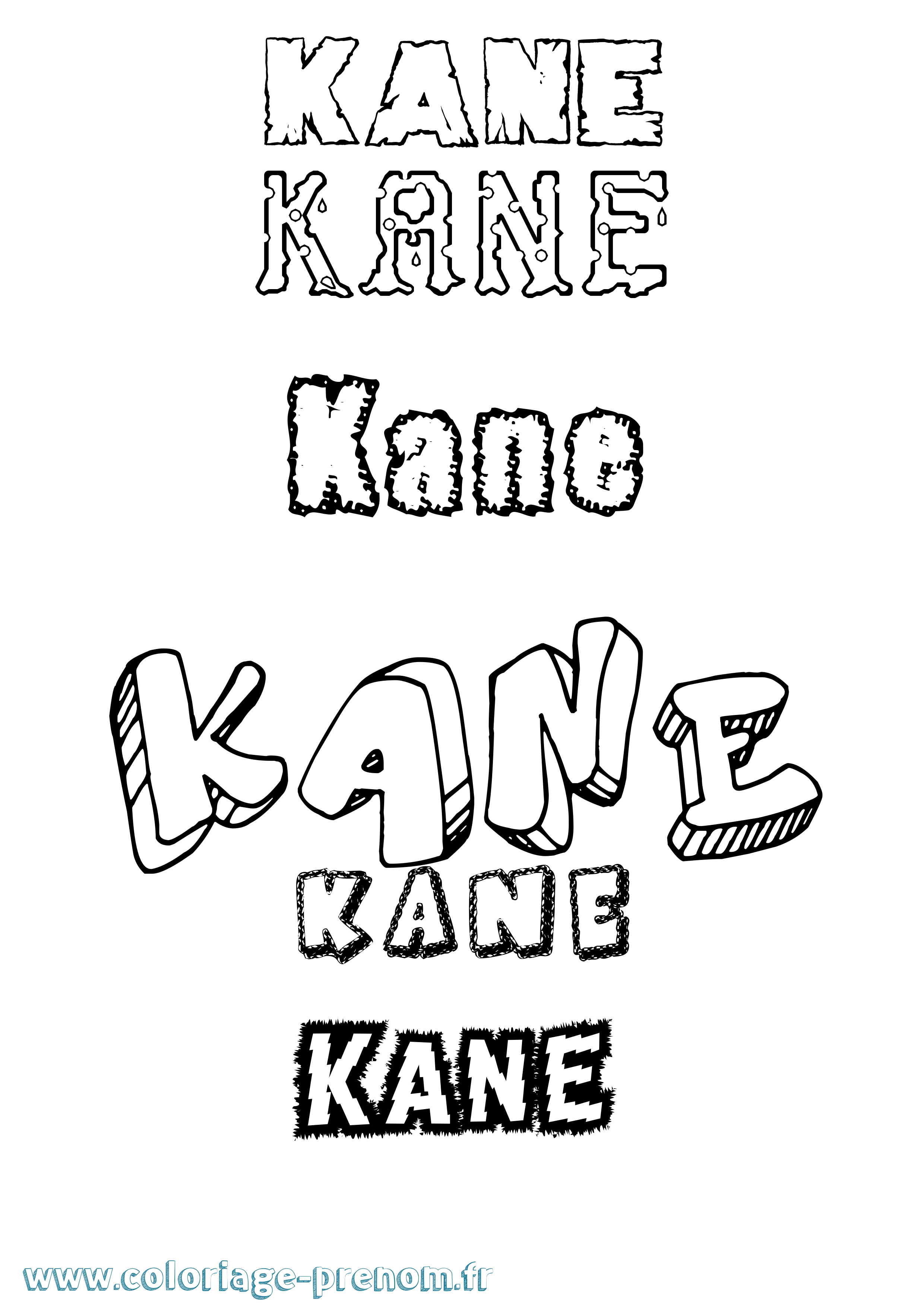Coloriage prénom Kane Destructuré