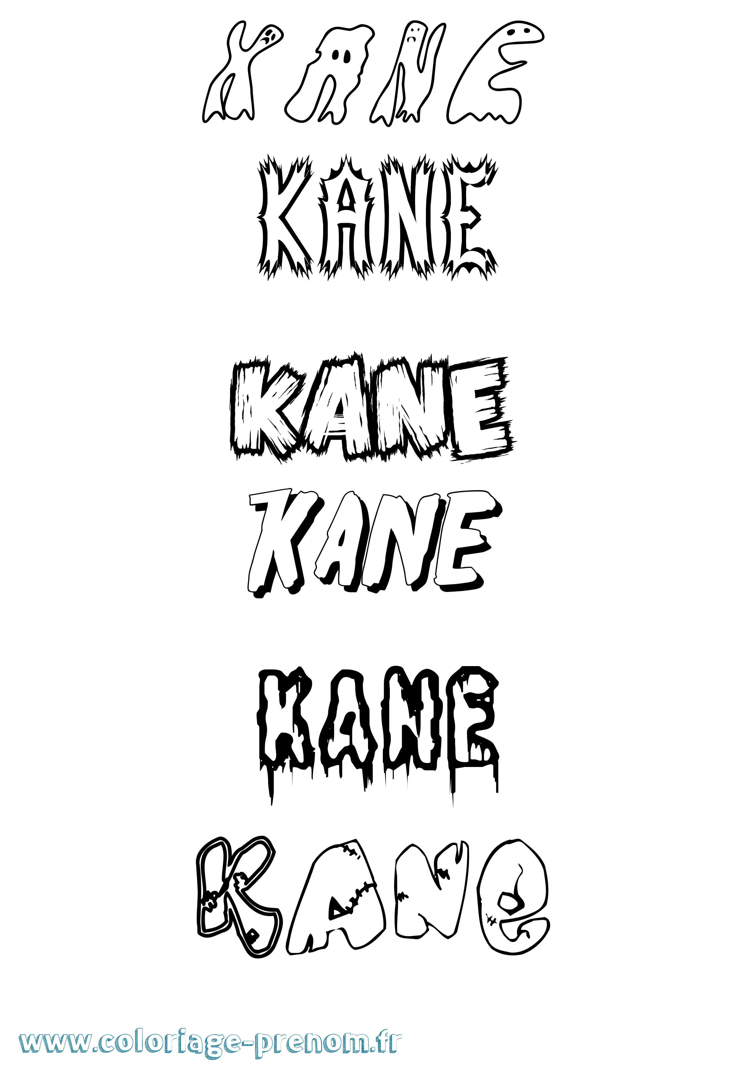 Coloriage prénom Kane Frisson