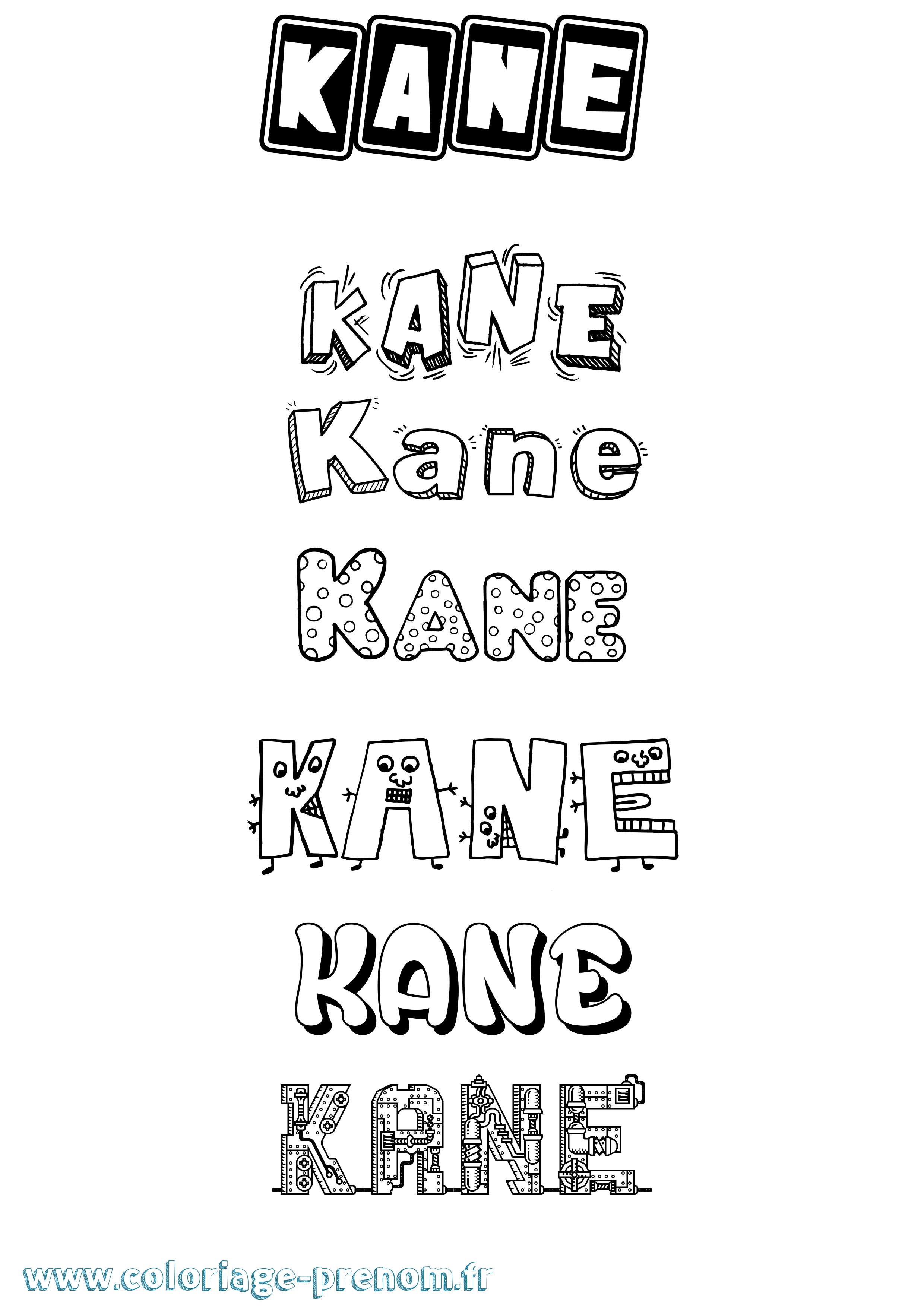 Coloriage prénom Kane Fun
