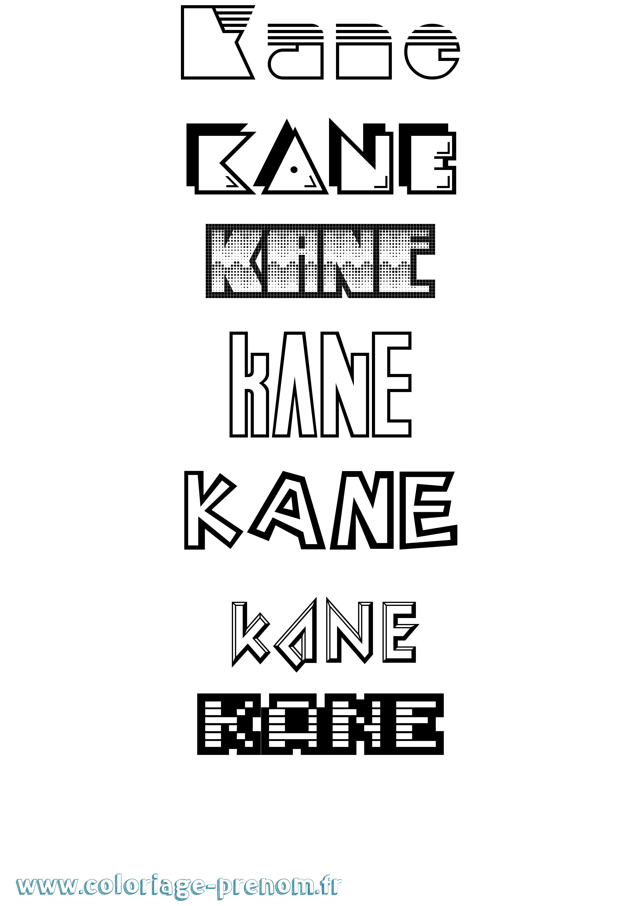 Coloriage prénom Kane Jeux Vidéos