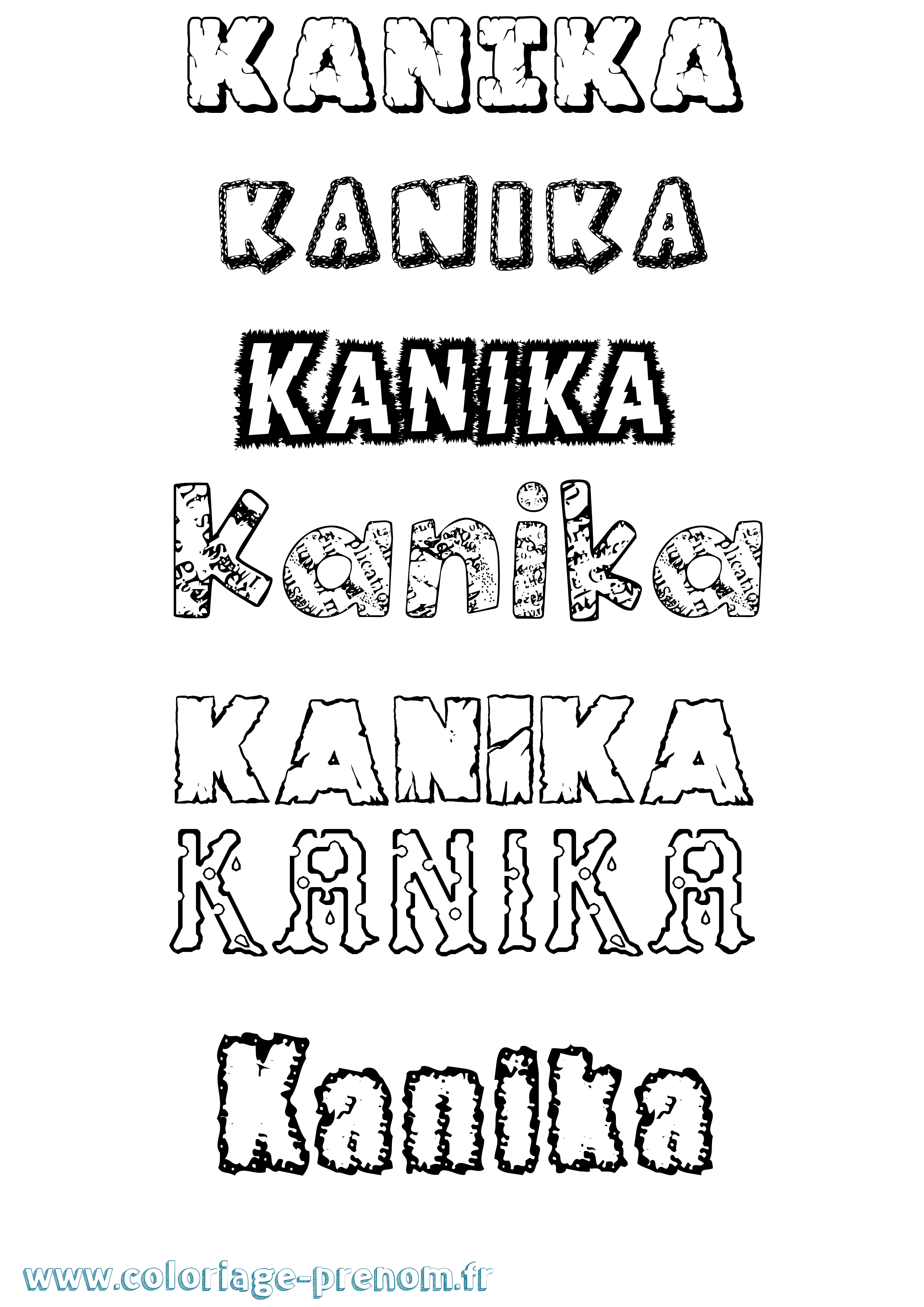 Coloriage prénom Kanika Destructuré