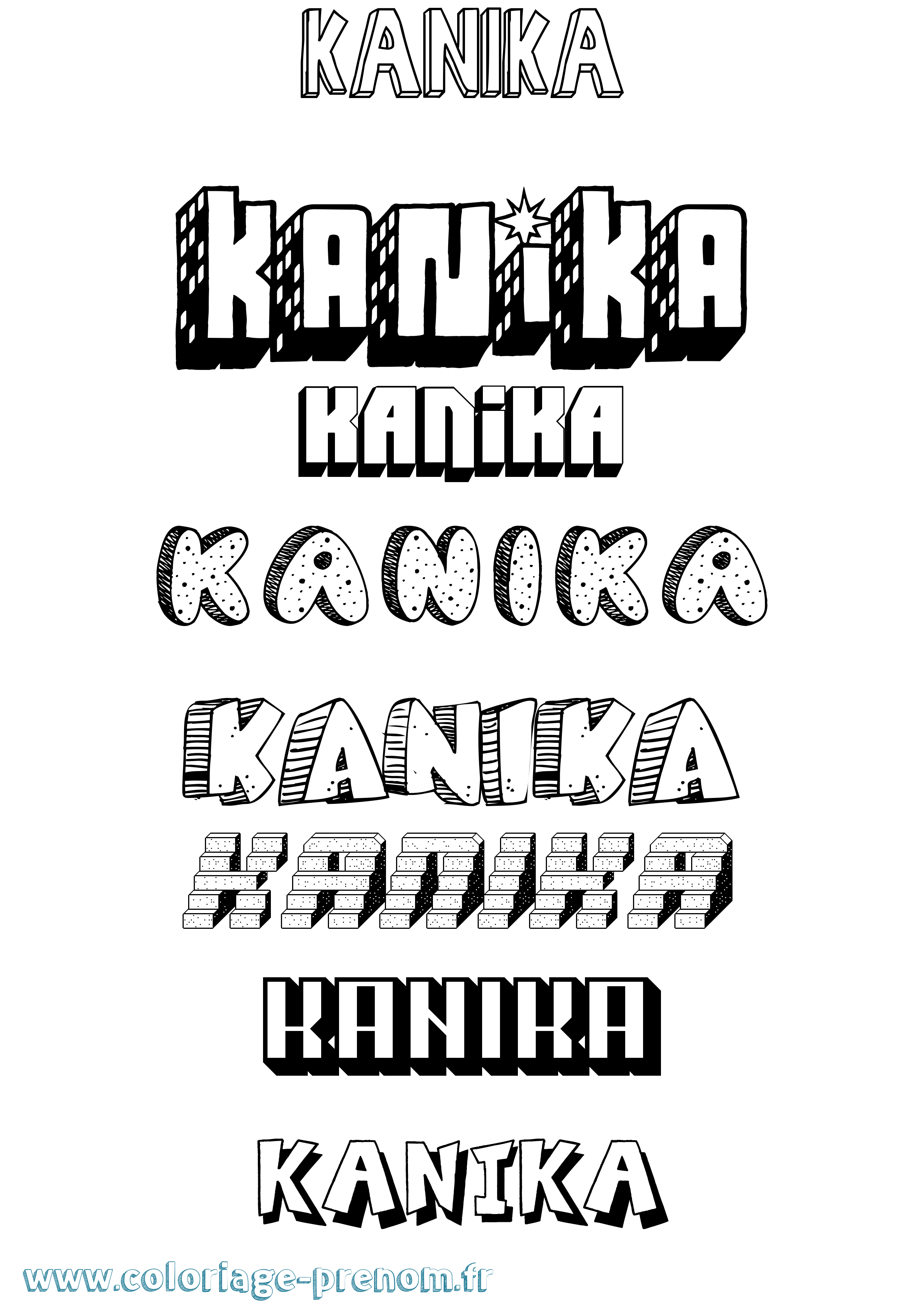 Coloriage prénom Kanika Effet 3D