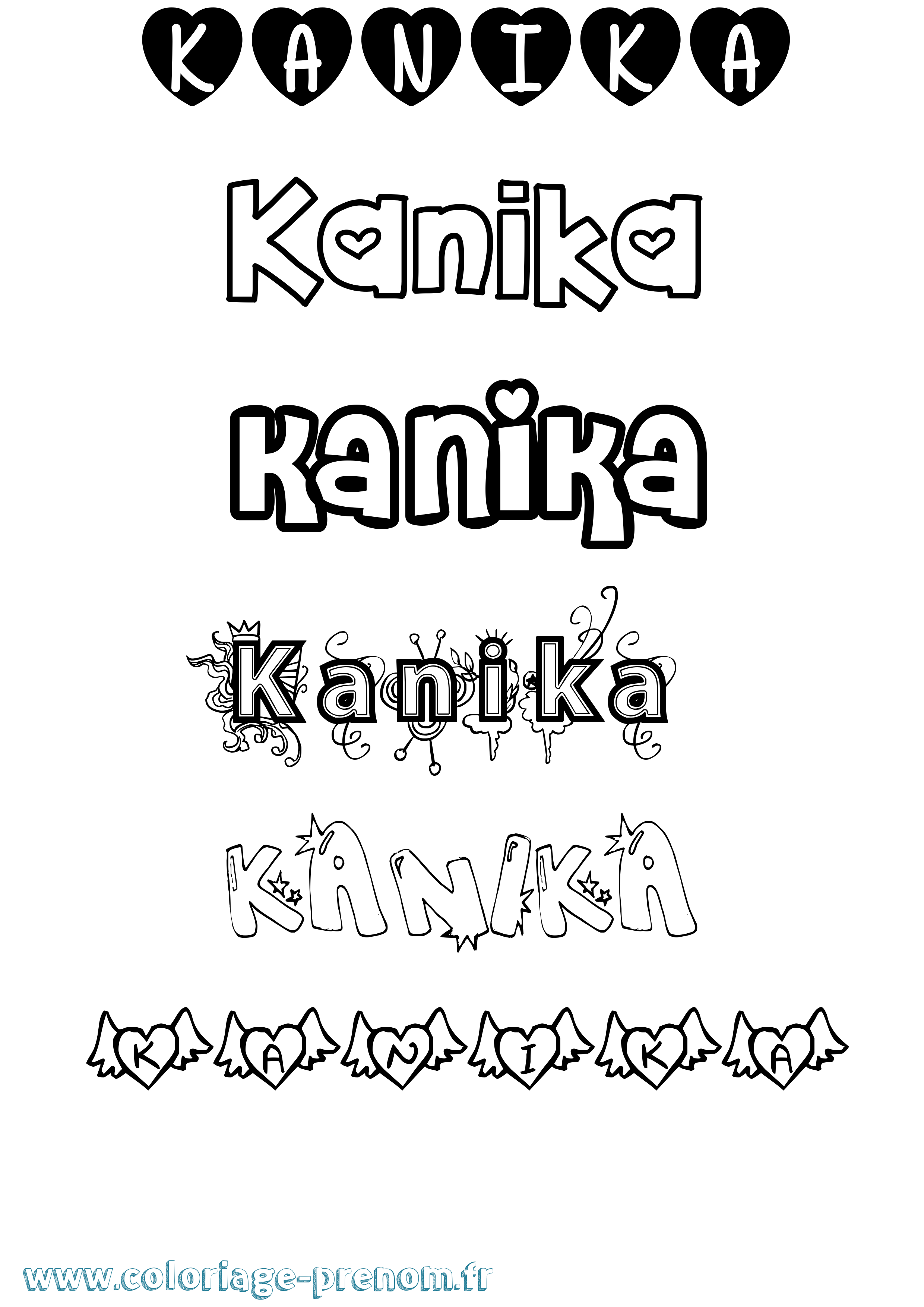 Coloriage prénom Kanika Girly
