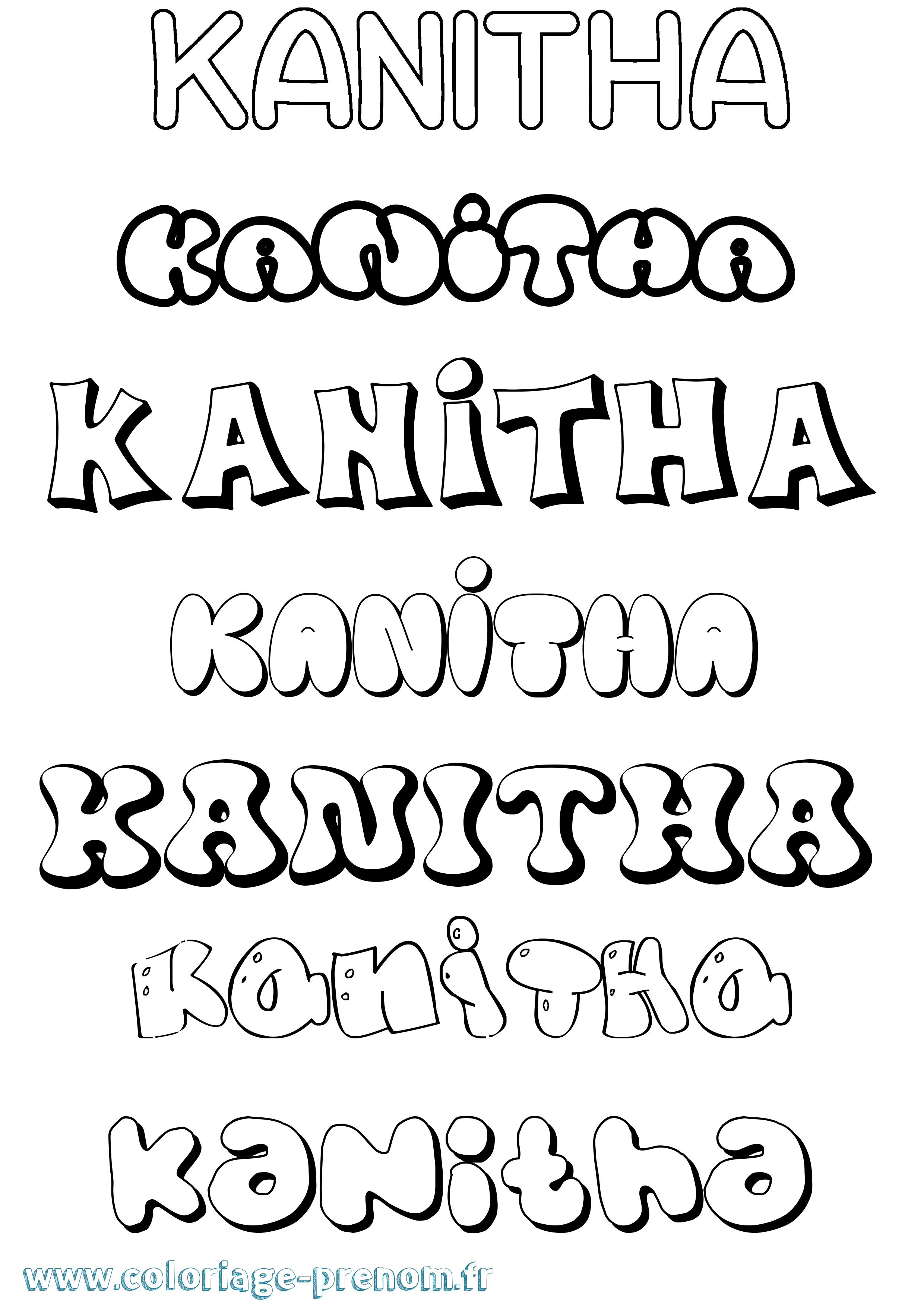 Coloriage prénom Kanitha Bubble