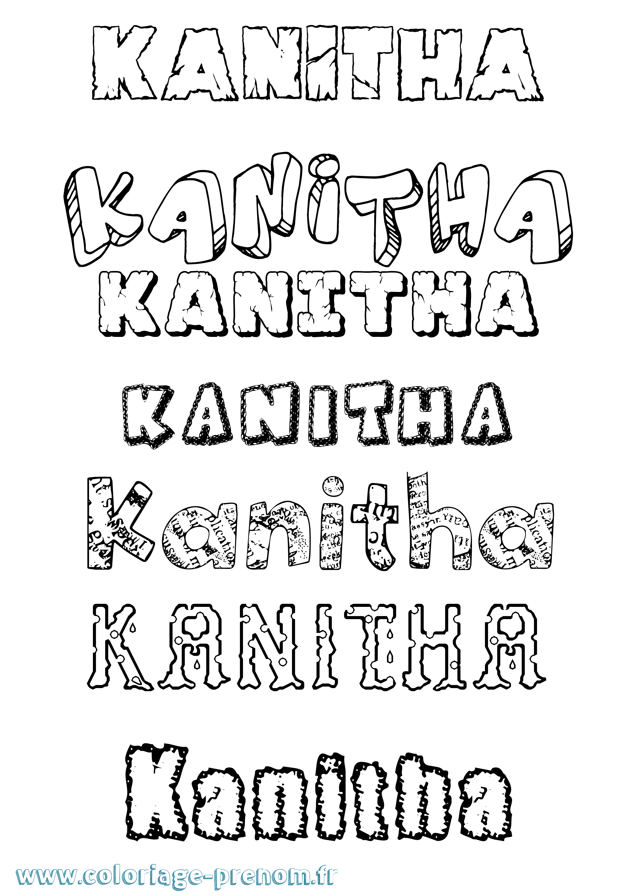 Coloriage prénom Kanitha Destructuré