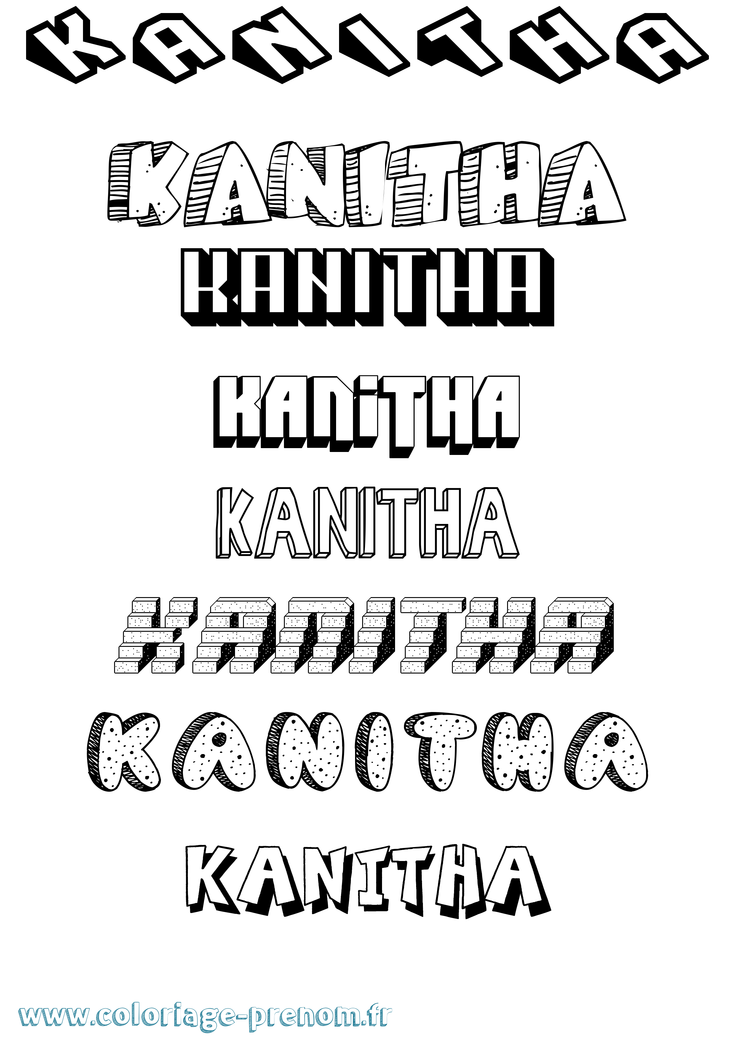 Coloriage prénom Kanitha Effet 3D