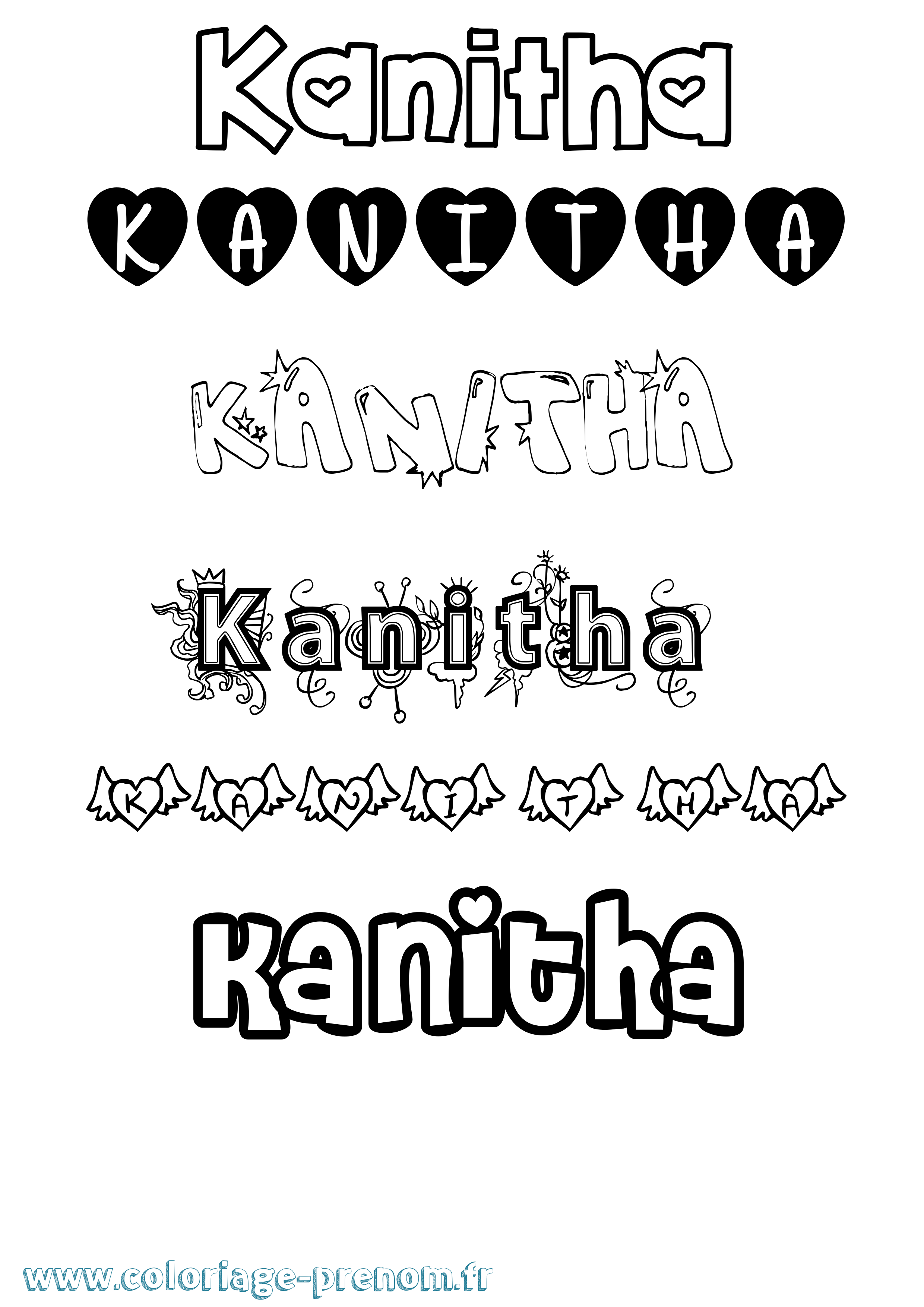 Coloriage prénom Kanitha Girly